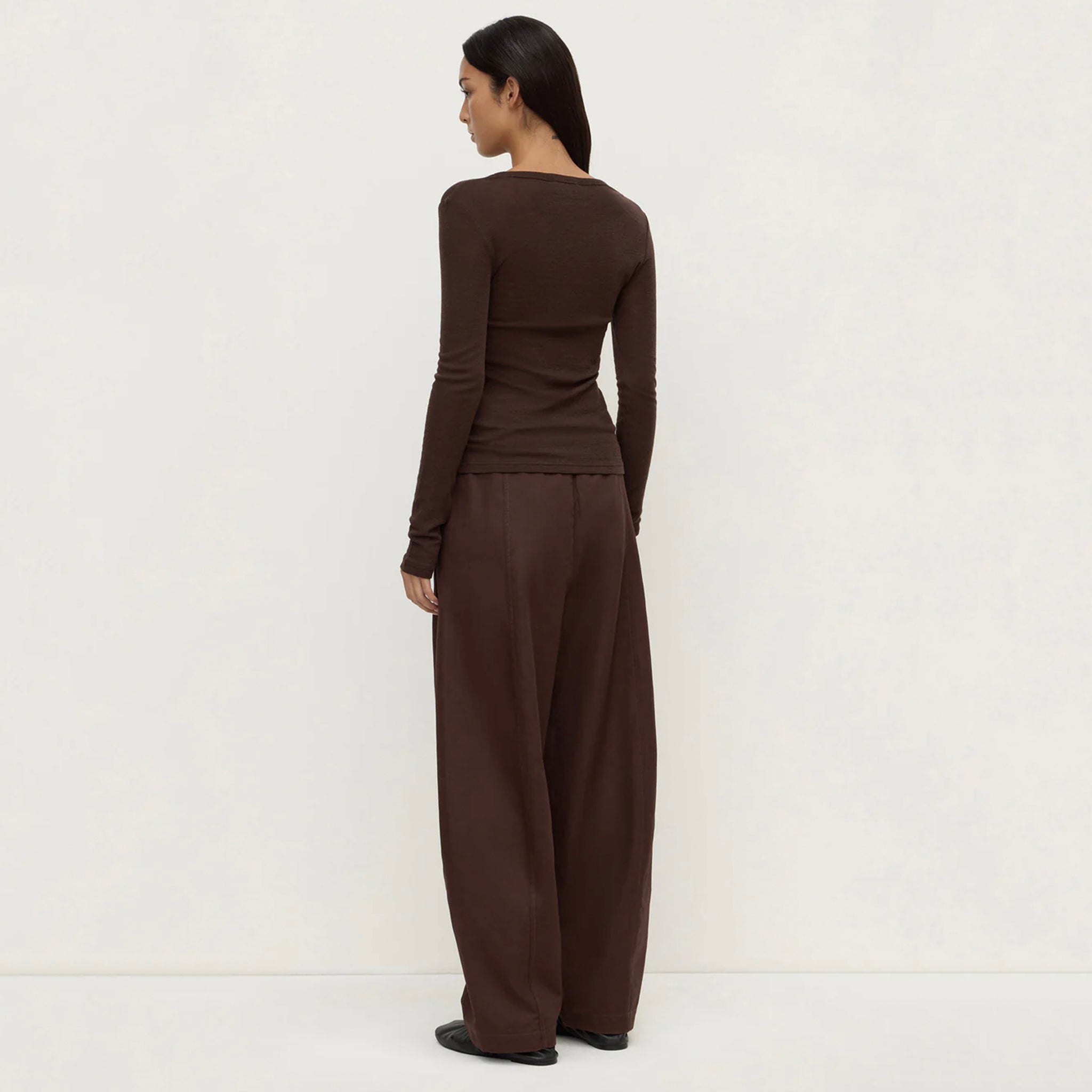 Assembly Label Nora Merino Wool Henley Top - Ganache