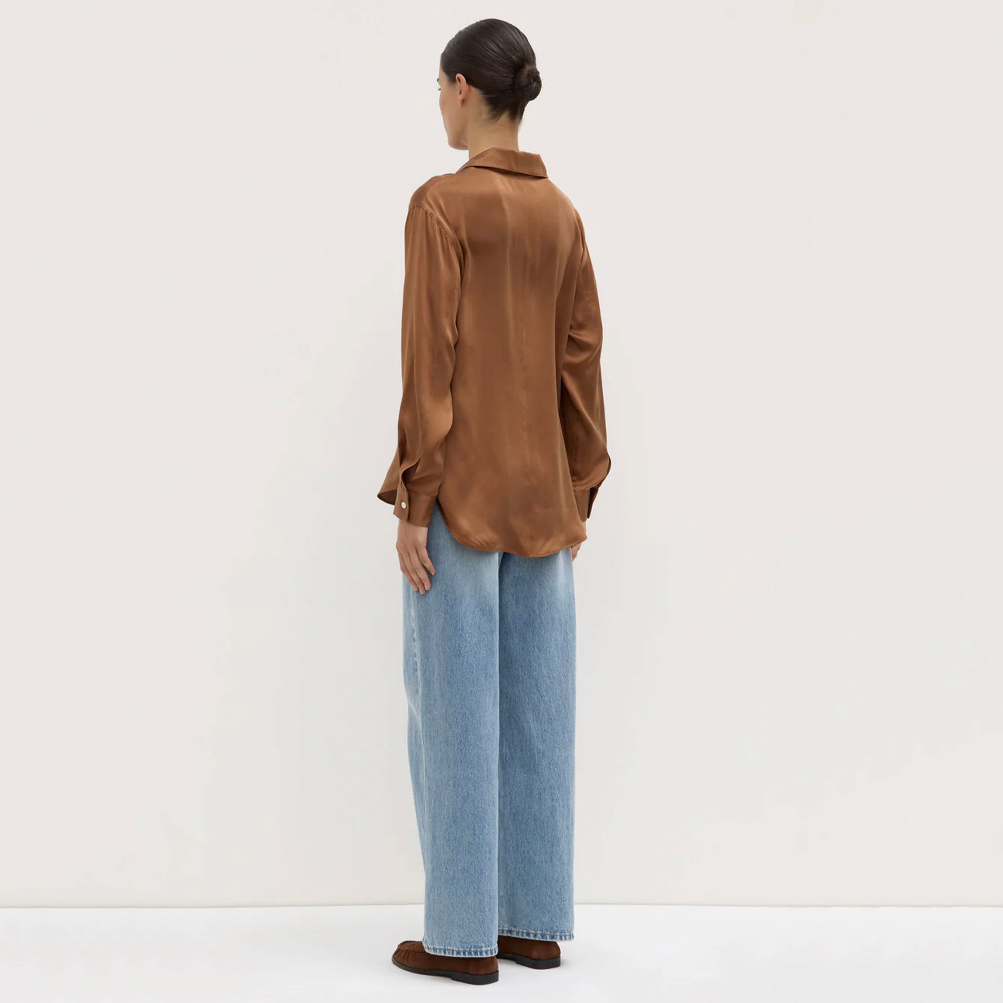 Assembly Label Pippa Silk Long Sleeve Shirt - Bronze