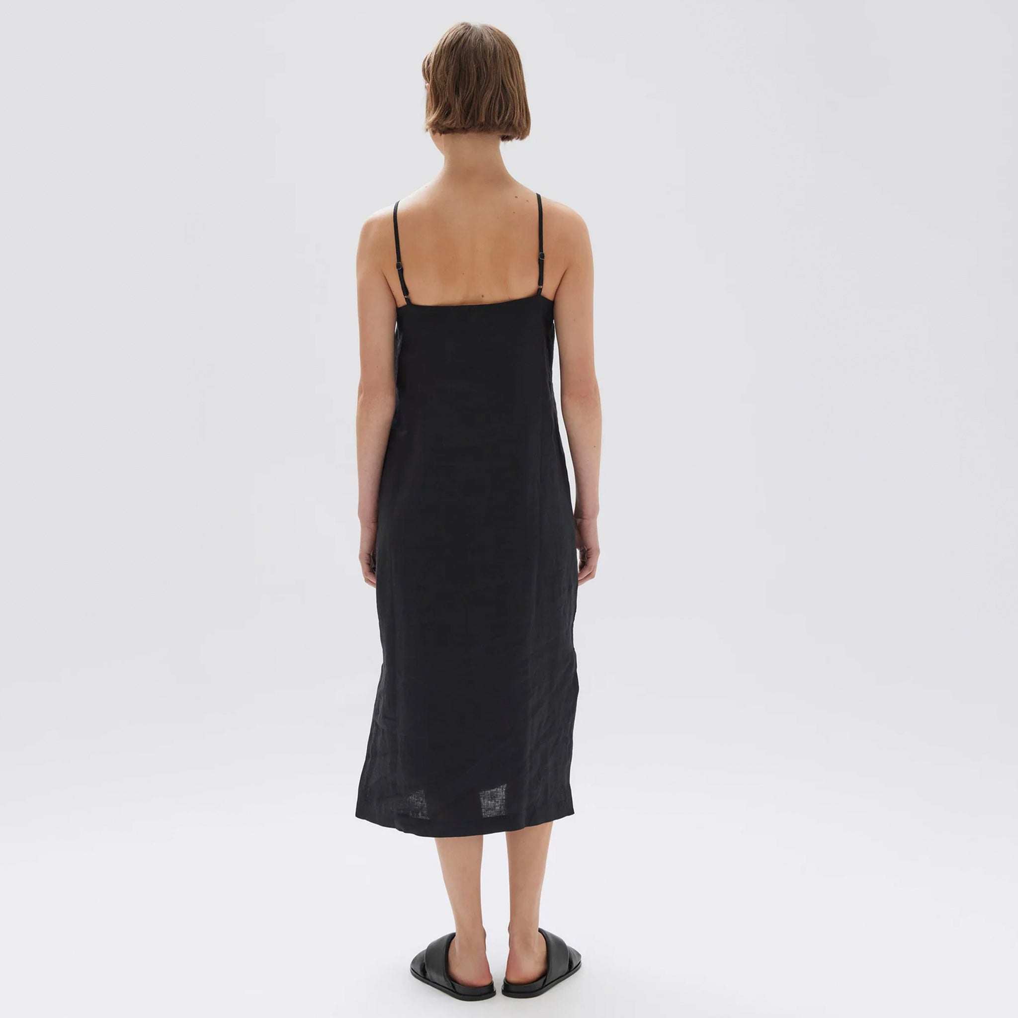 Assembly Label Vallory Linen Slip Dress - Black