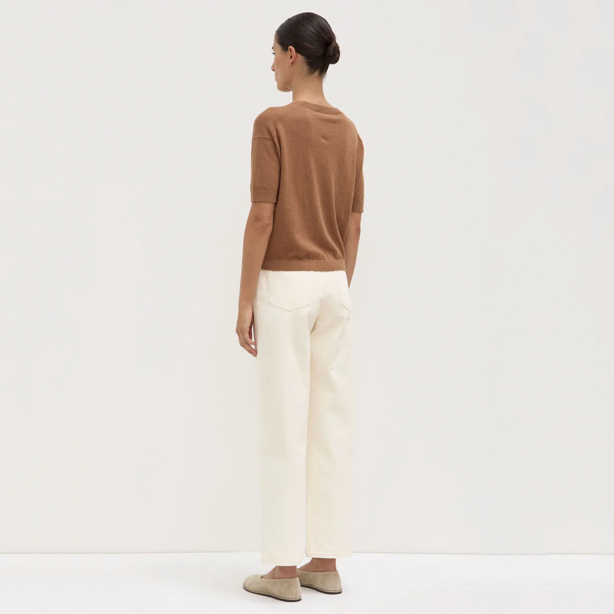 Assembly Label Vanya Cotton Cashmere Boxy Knit Tee - Bronze