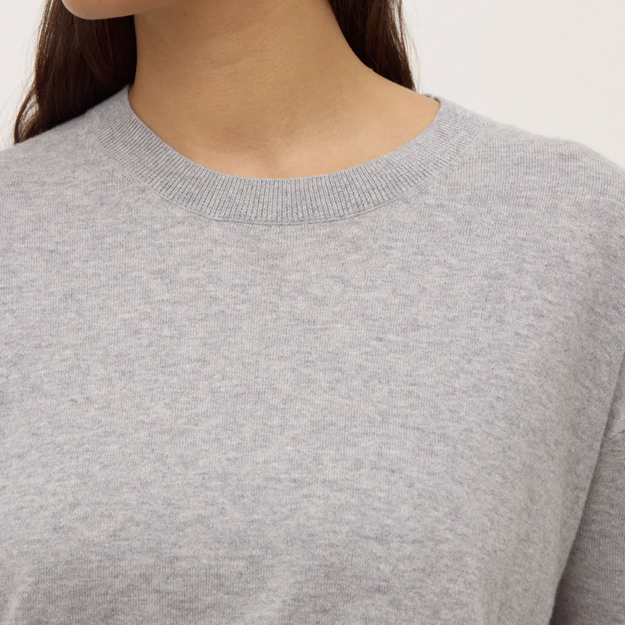 Assembly Label Vanya Cotton Cashmere Boxy Knit Tee - Grey Marle