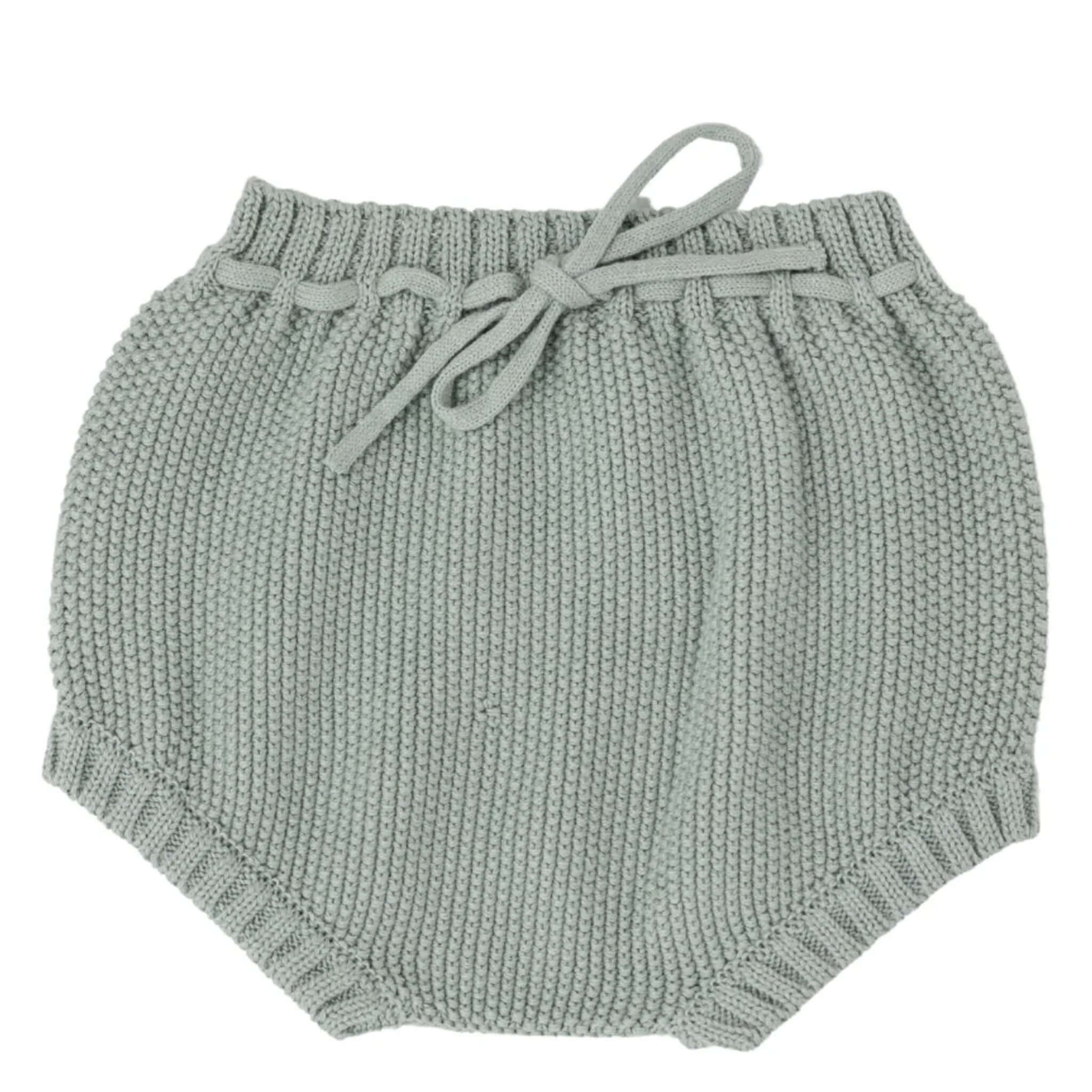 Baby Cotton Noah Bloomer - Duck Egg knitted from 100% premium cotton with a tie waist detail.