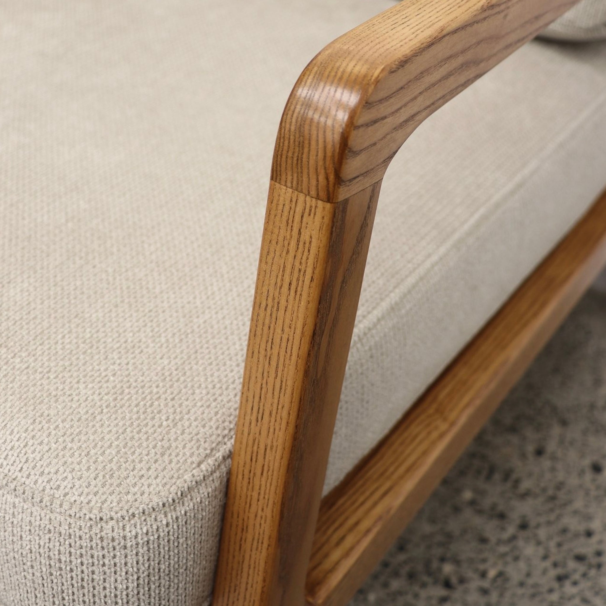 Baker Rubberwood Armchair - Natural with Beige