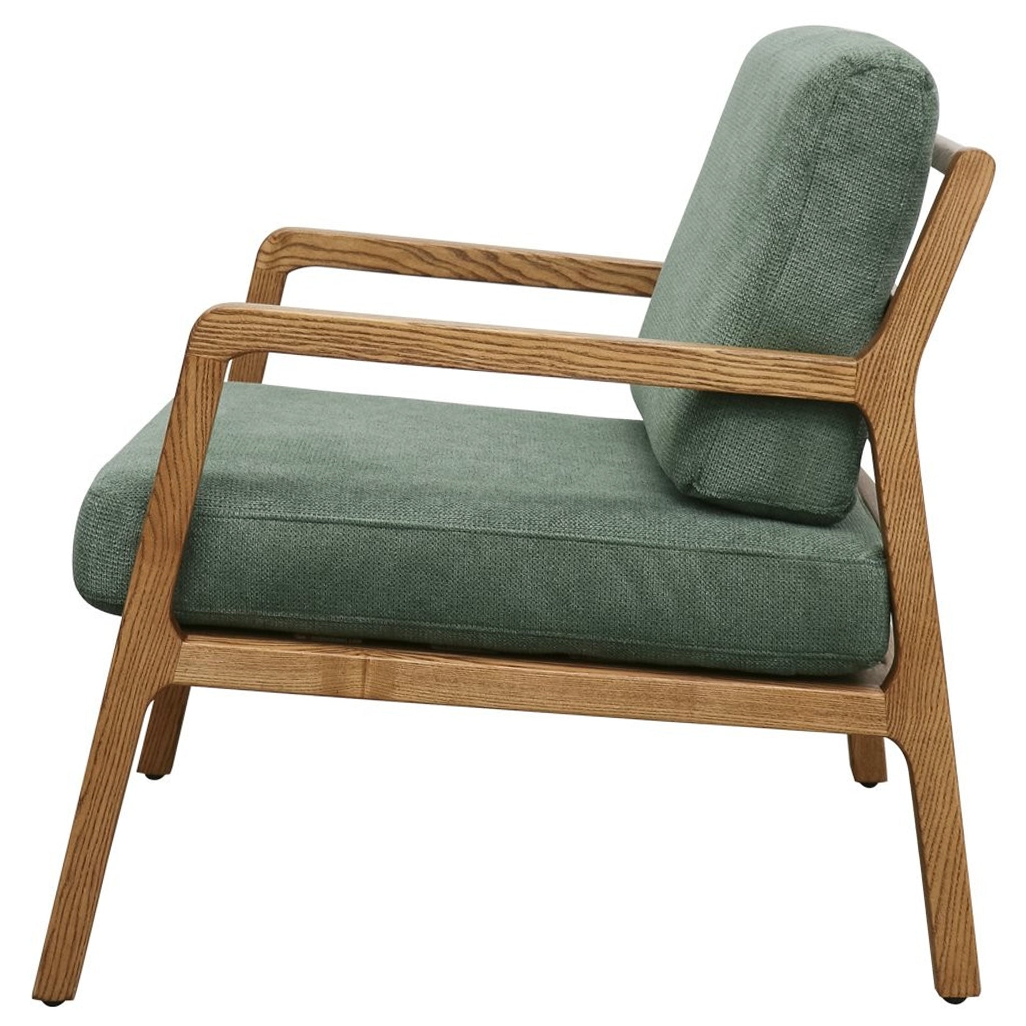 Baker Rubberwood Armchair - Natural with Bottle Green