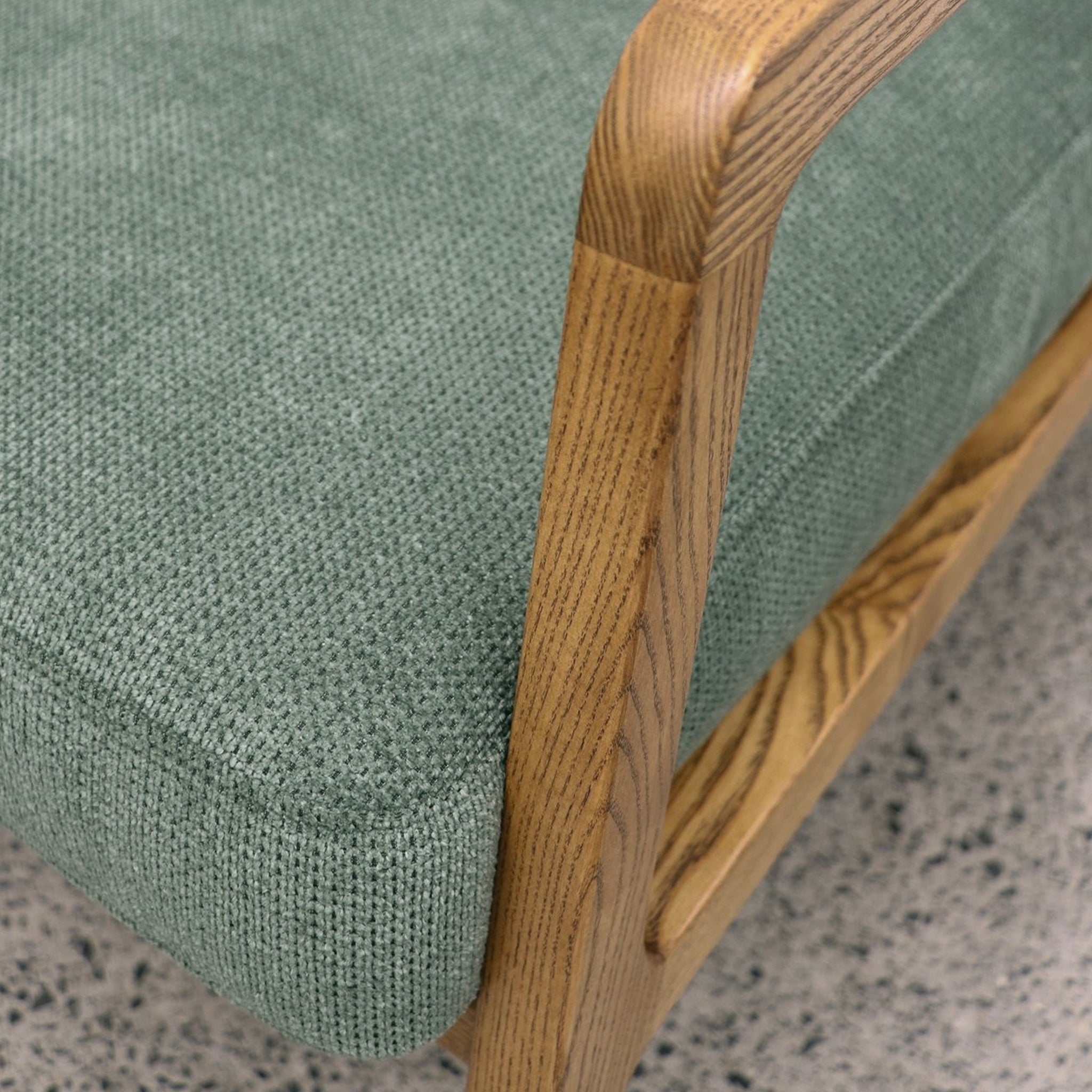 Baker Rubberwood Armchair - Natural with Bottle Green