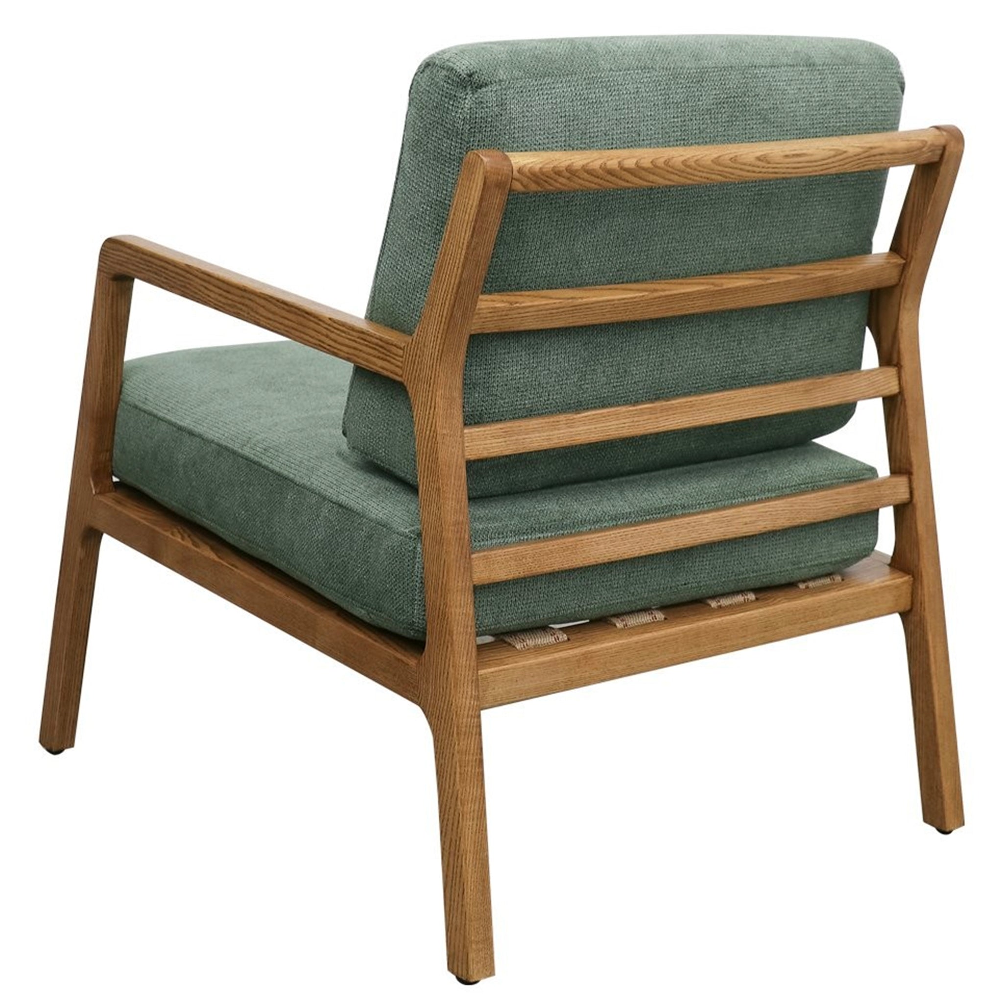Baker Rubberwood Armchair - Natural with Bottle Green