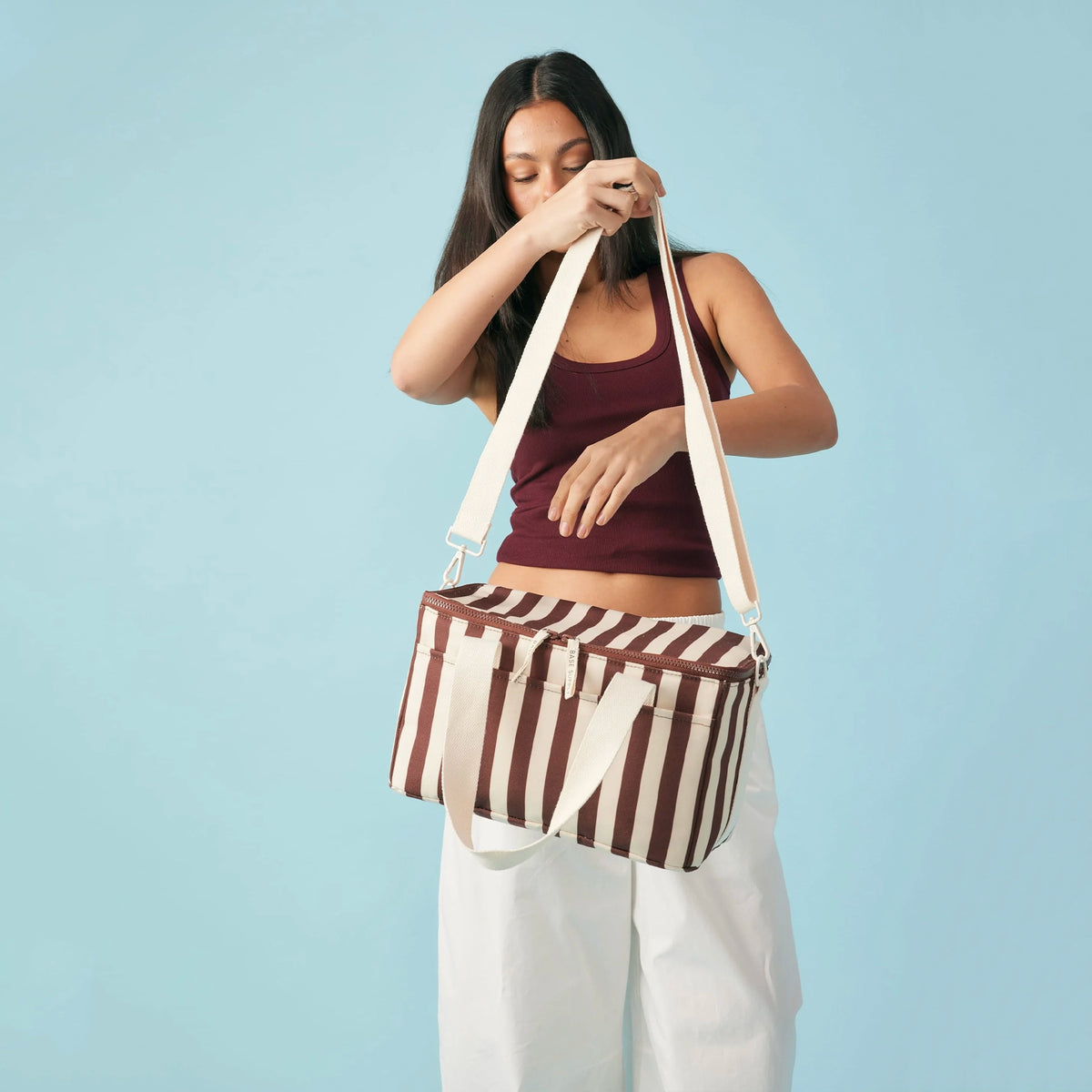 Base Midi Cooler Bag - Cocoa Stripe