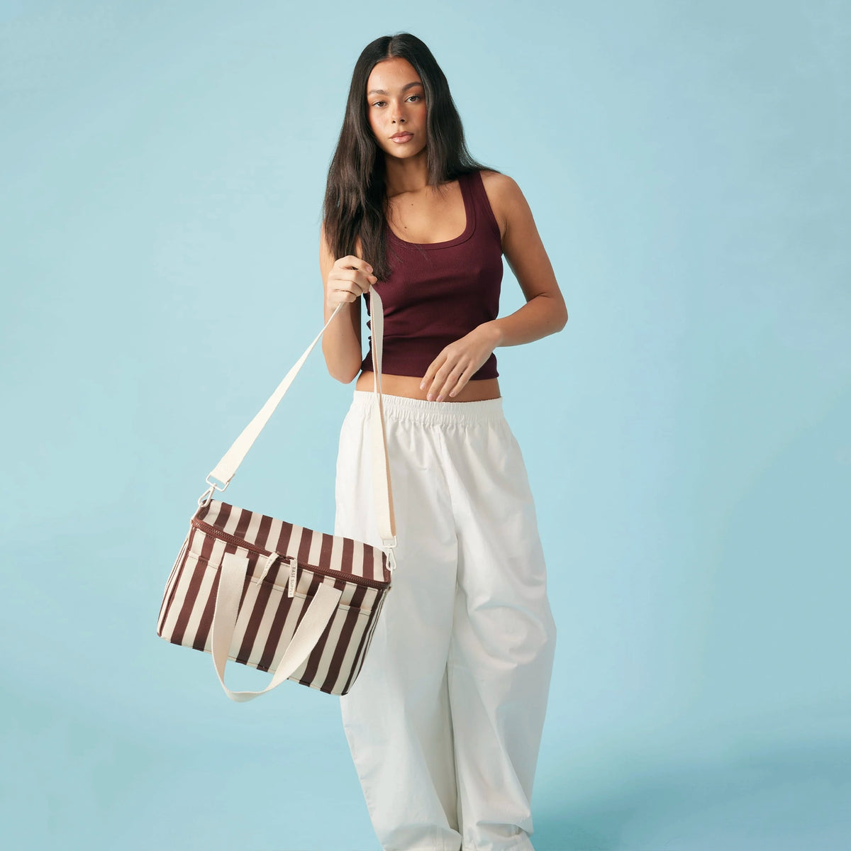 Base Midi Cooler Bag - Cocoa Stripe