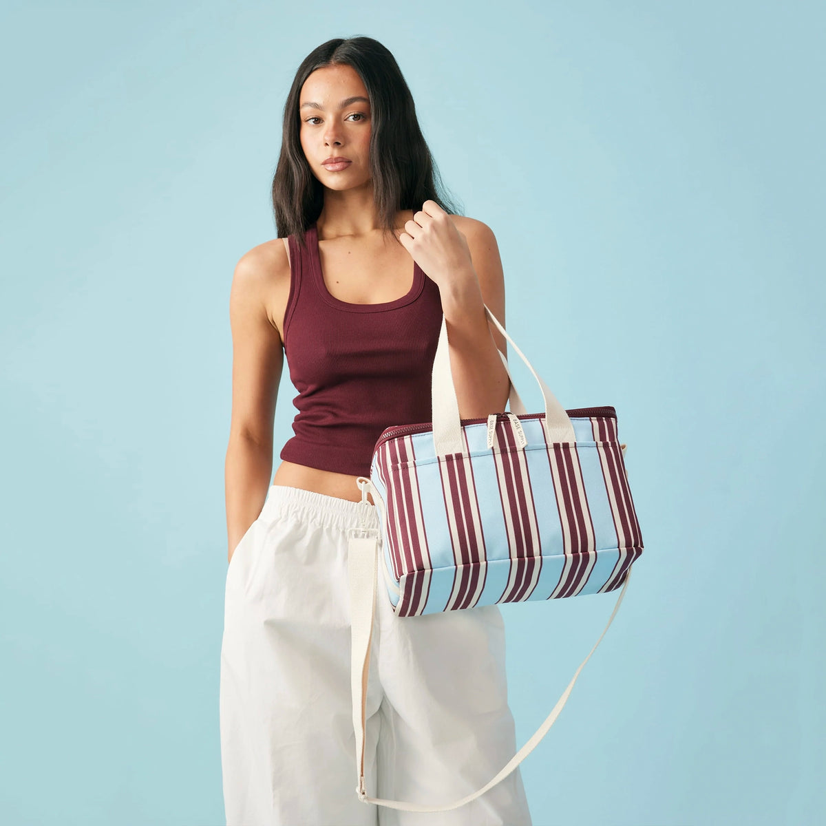 Base Midi Cooler Bag - Mulberry Stripe