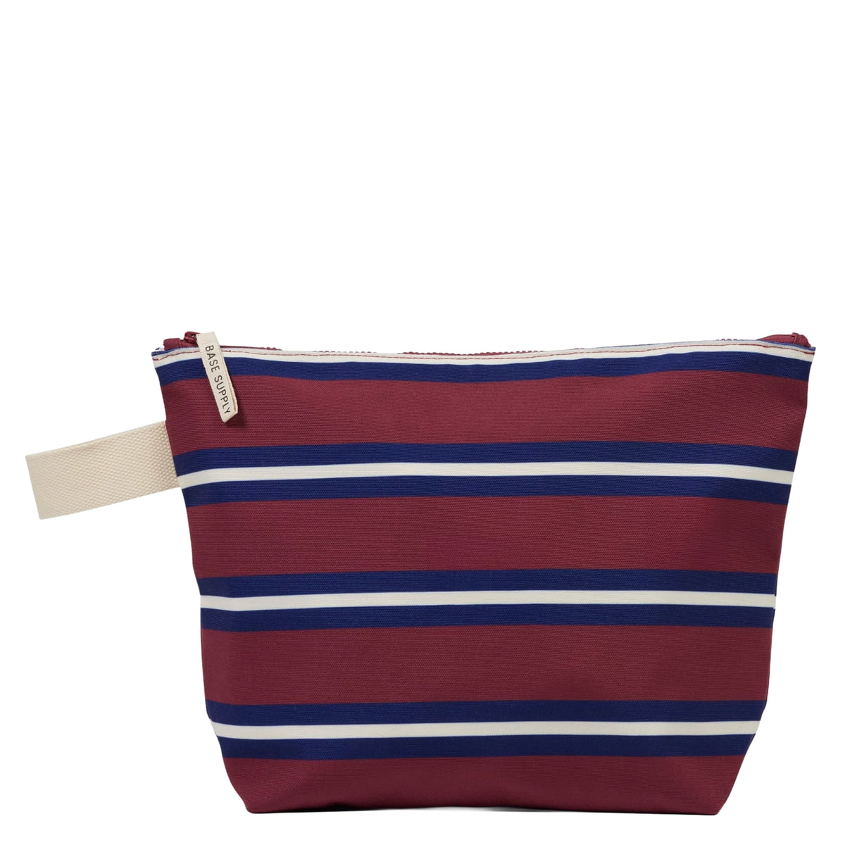 Base Supply Large Wet Bag - Rugby Stripe, burgundy navy and cream striped waterproof wet bag