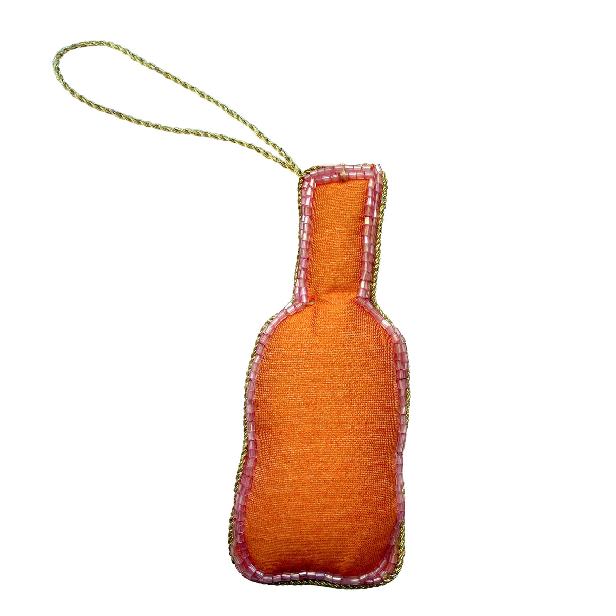 Beaded Hanging Christmas Decoration - Champagne
