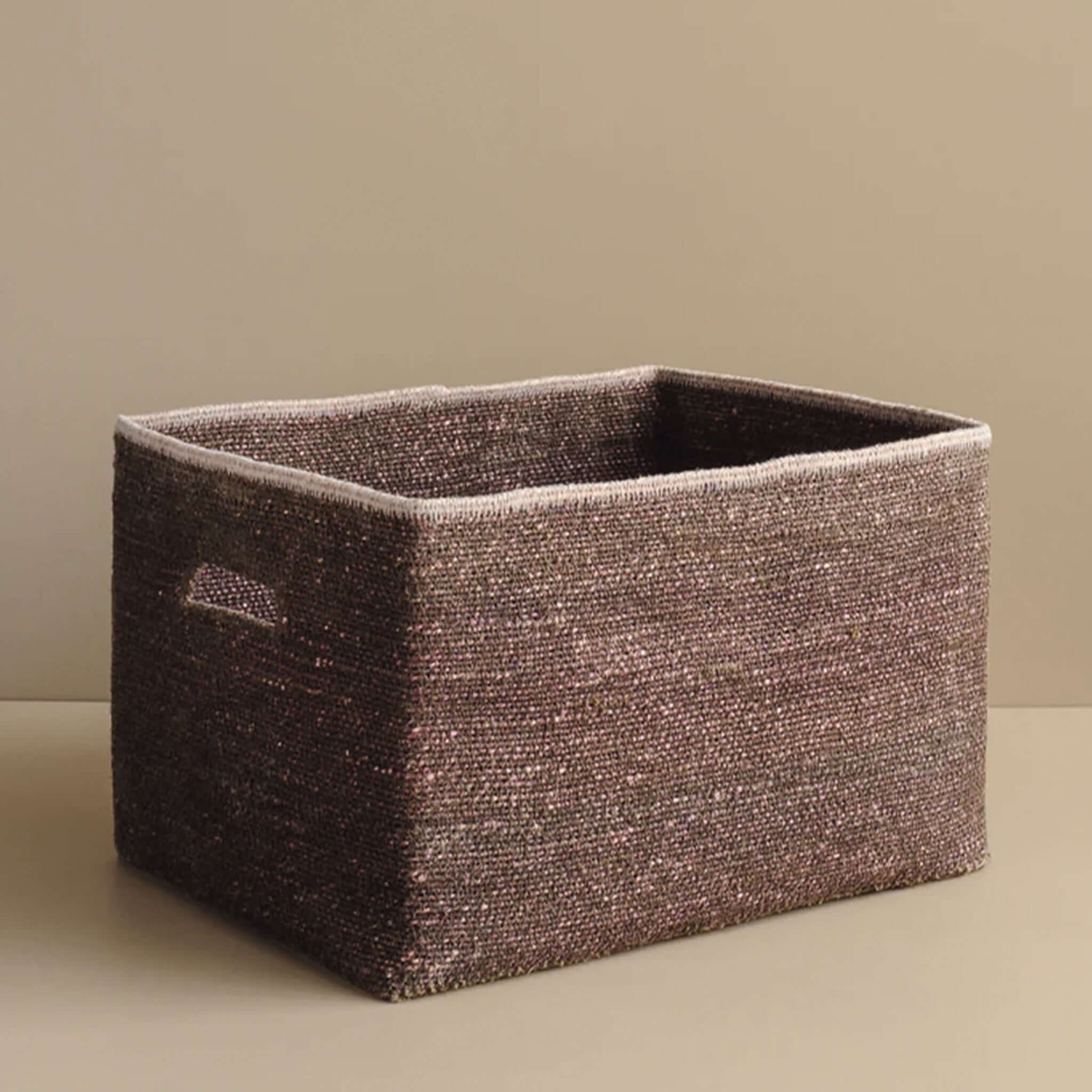 Bianca Lorenne Scatola Basket - Medium Cacao rectangular seagrass storage basket in cacao brown for shelves and tidy home organization