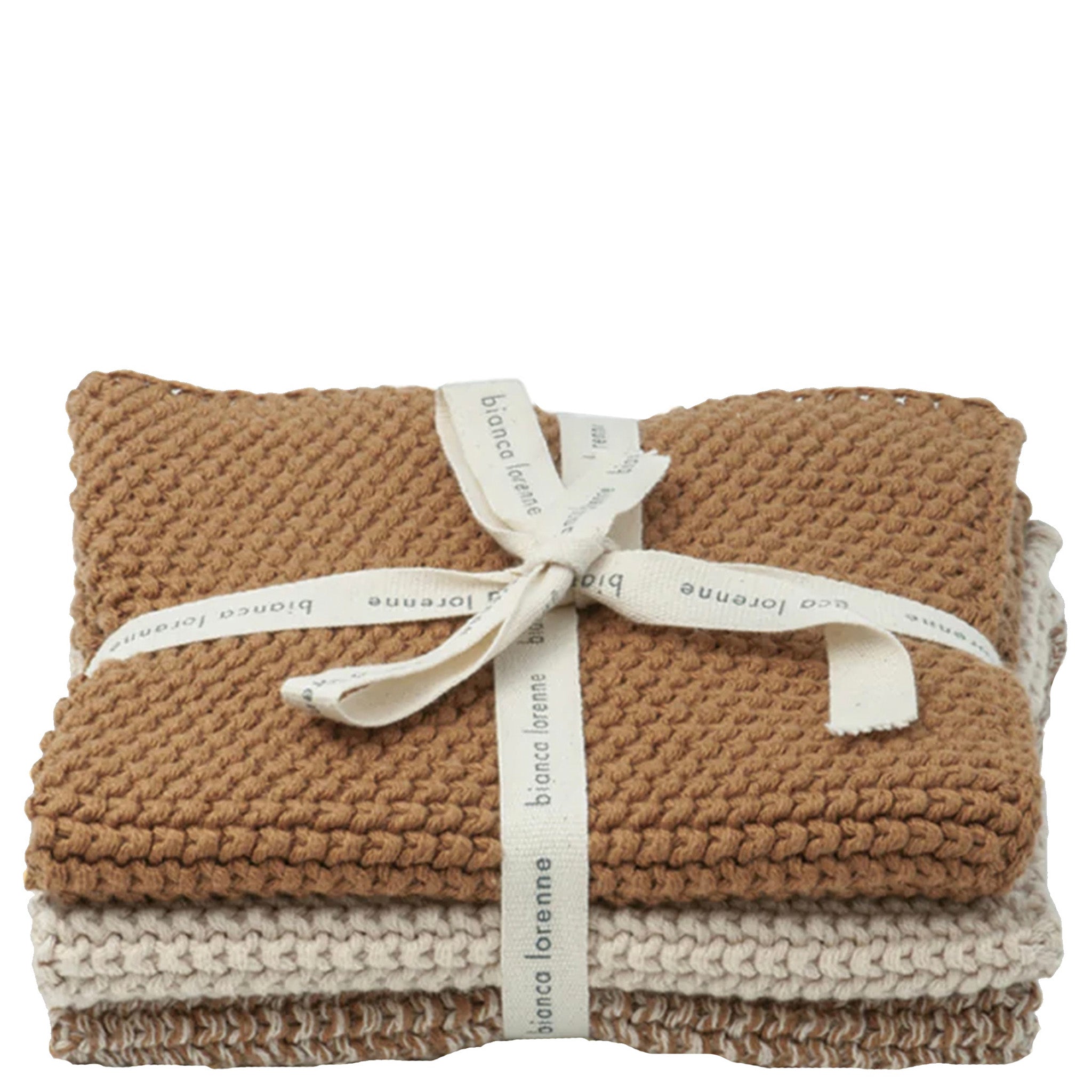 Bianca Lorenne Knitted Cotton Wash Cloth Set - Lavette Clay