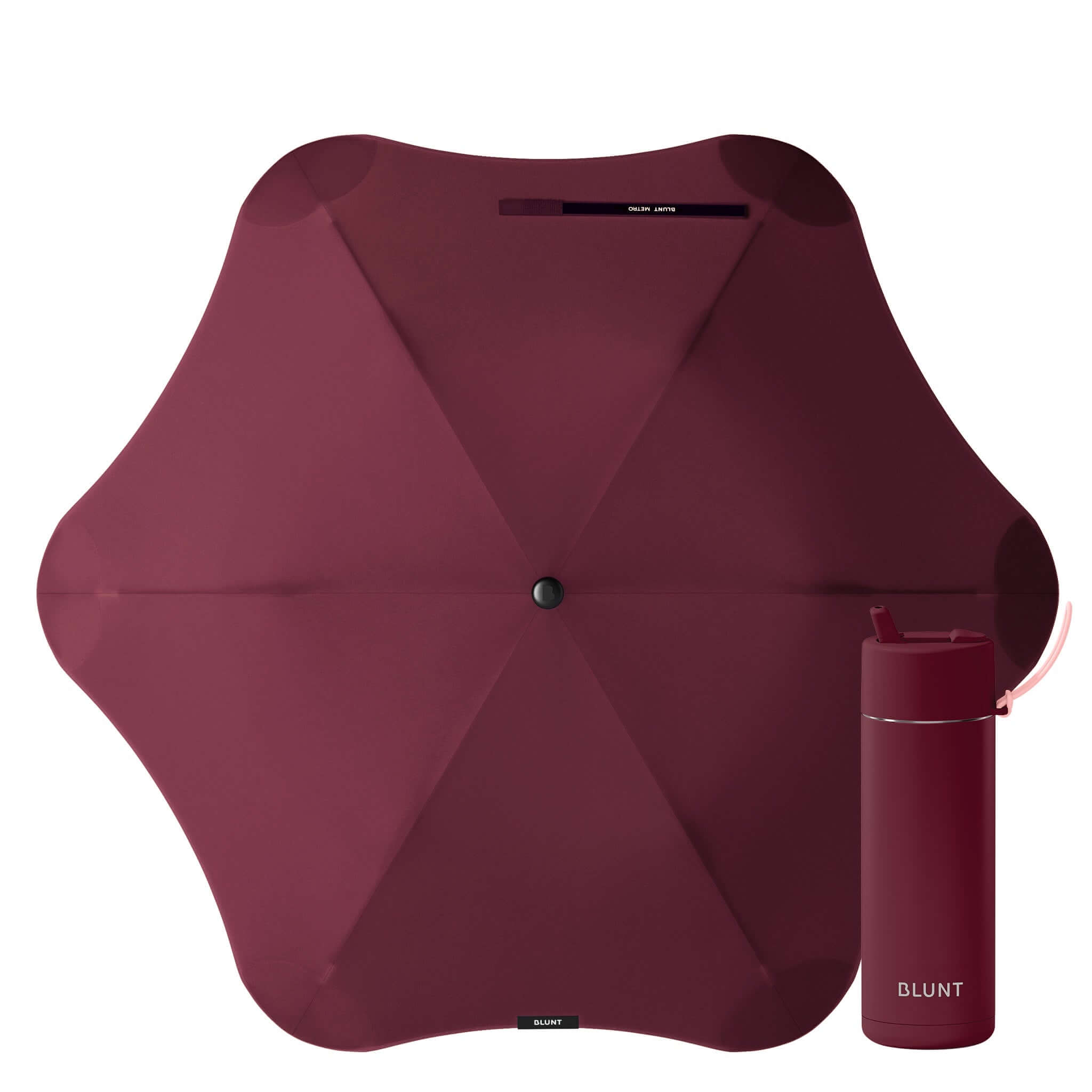 Blunt Metro x Frank Green Bundle - Plum & Petal featuring a plum umbrella and matching Frank Green bottle.