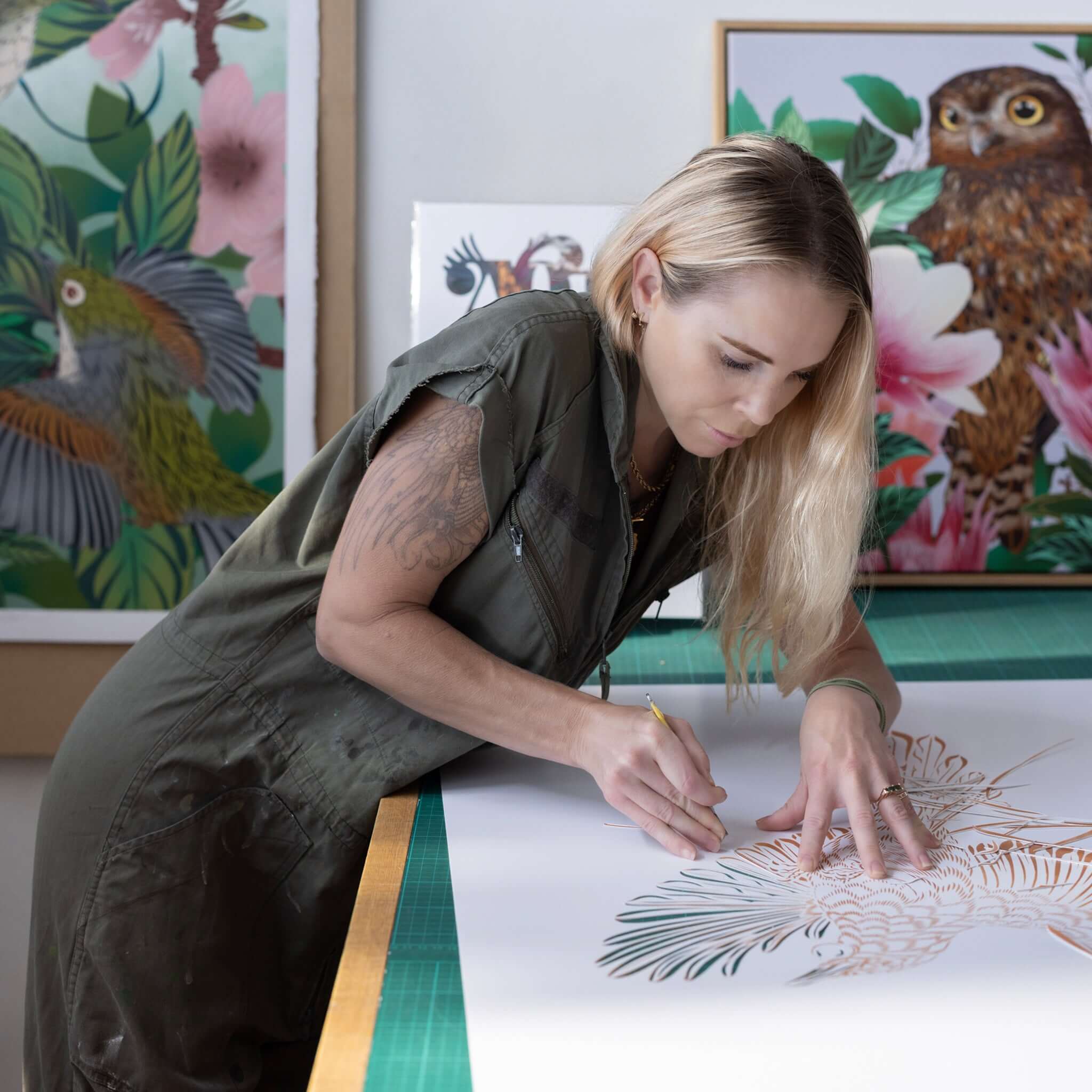 Artist working on the design for the Blunt Metro Umbrella Flox 2026 Limited Edition umbrella.