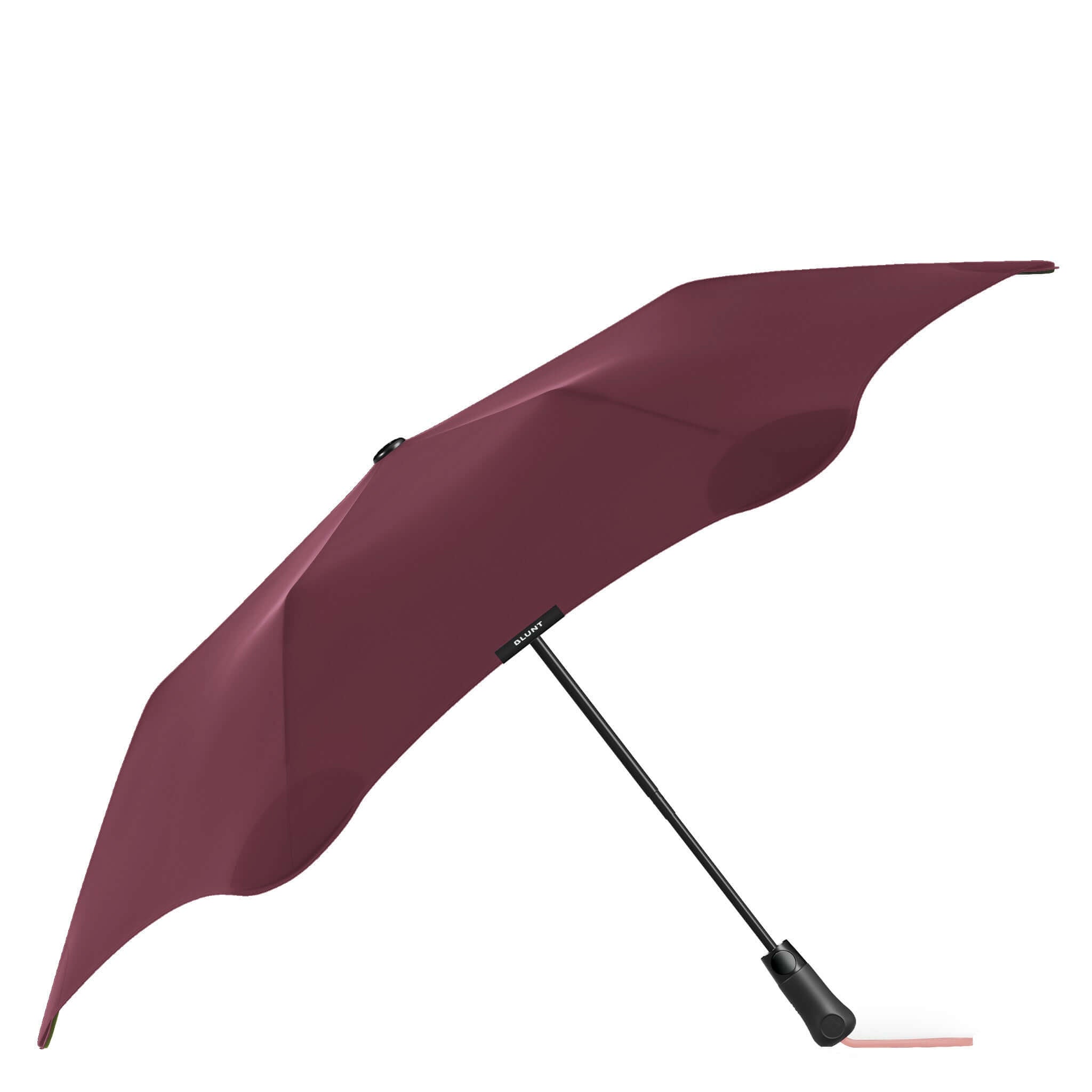 Blunt Metro x Frank Green Bundle - Plum & Petal umbrella in a rich burgundy color, showcasing its stylish design.
