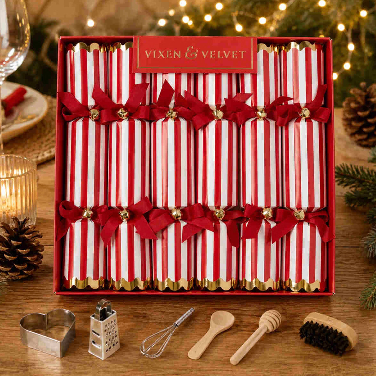 Candy Cane Striped Christmas Crackers - Red & White Stripe