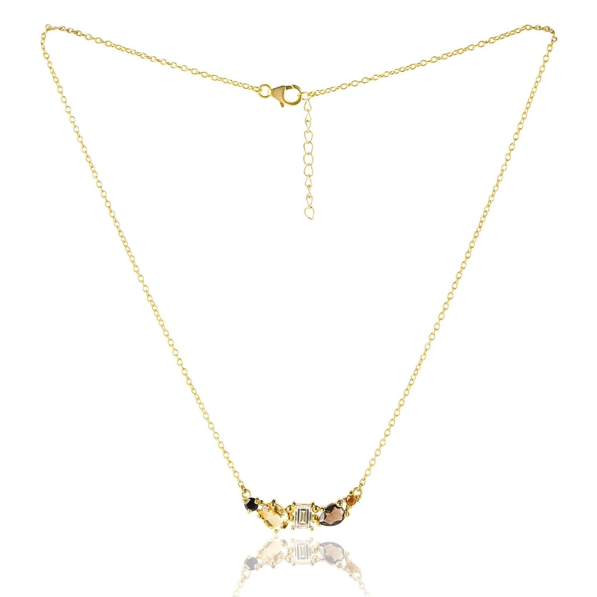 Cathy Pope Elements Collection Gold Necklace - Earth featuring smoky quartz, citrine on a delicate gold chain.