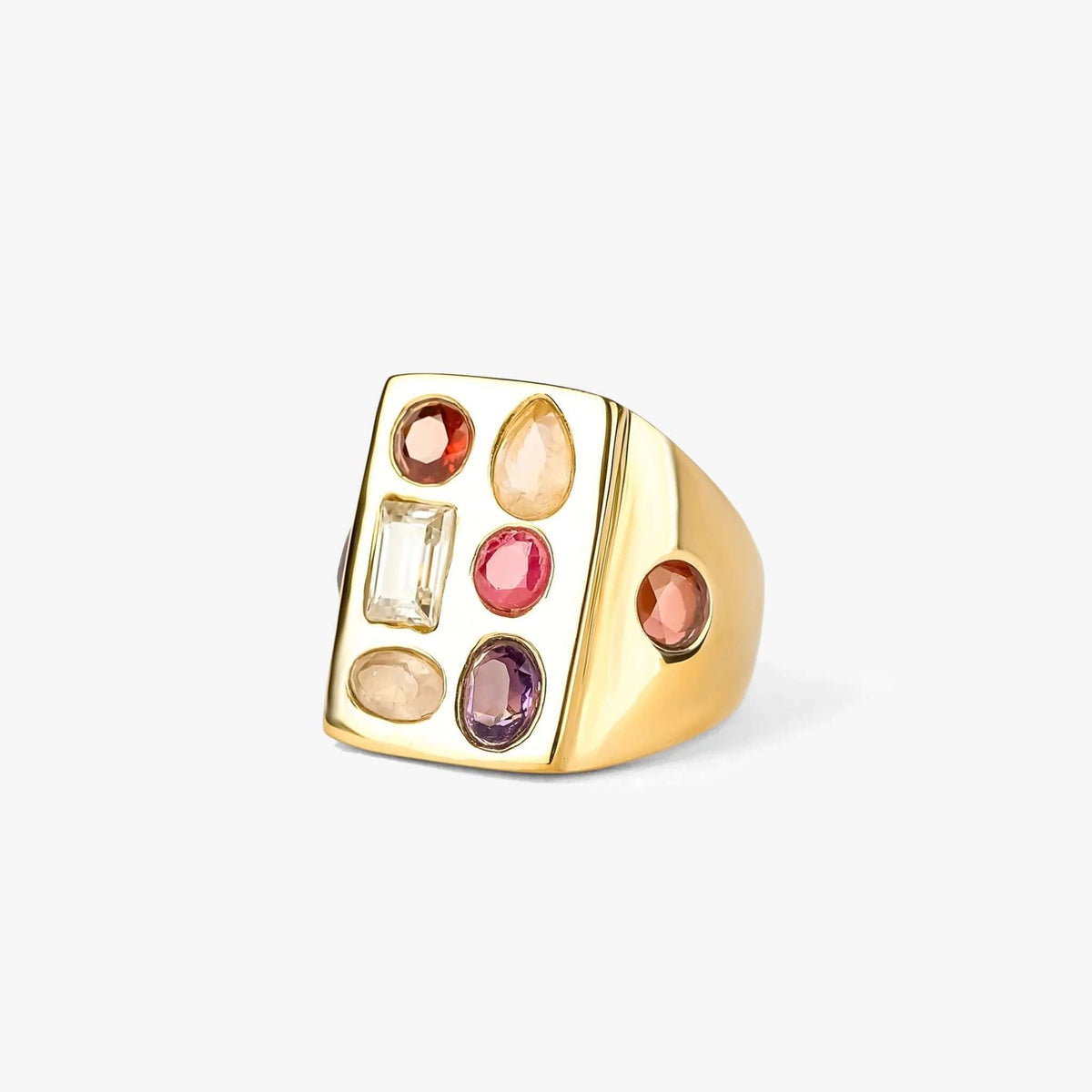 Cathy Pope Elements Collection Gold Ring - Fire featuring natural gemstones and 14k gold-plated brass.