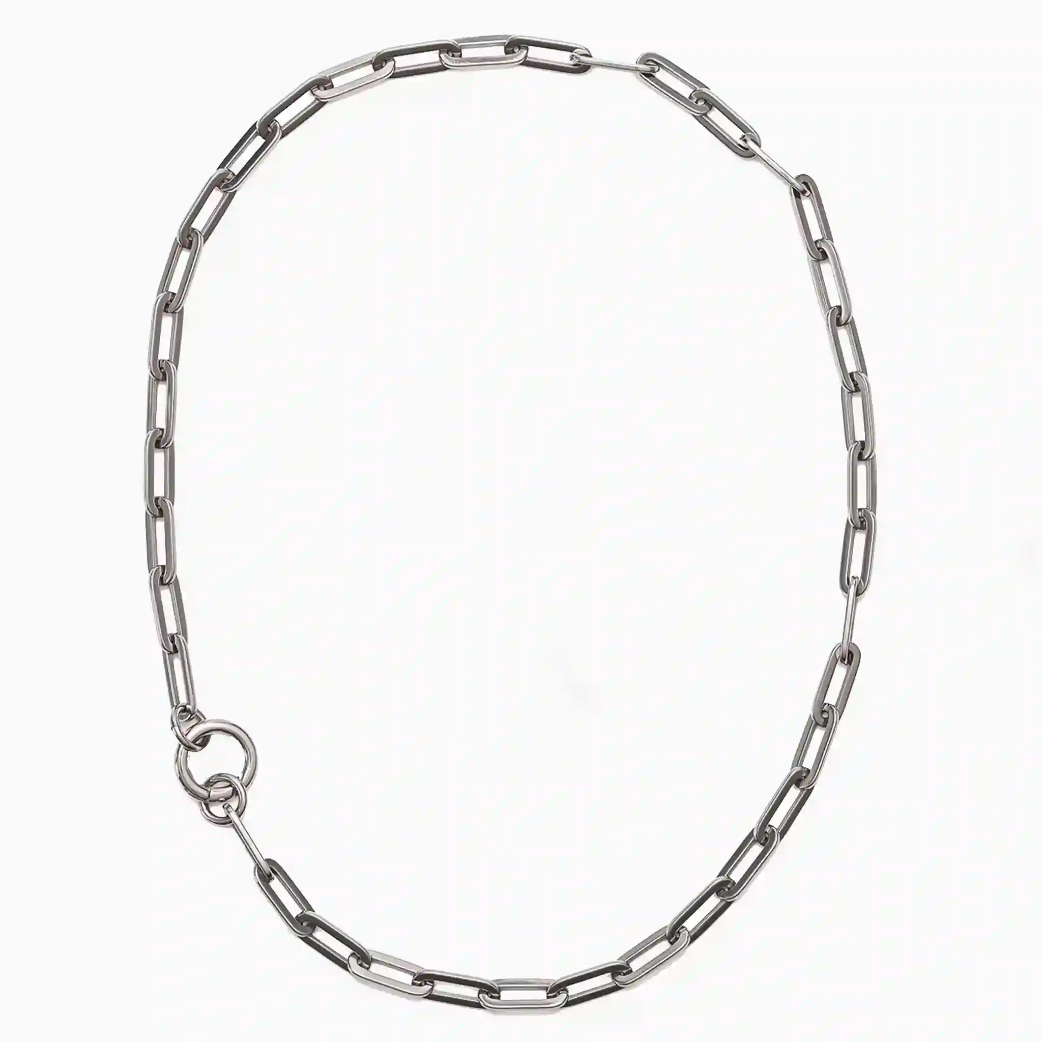 stainless steel chain necklace on a white background