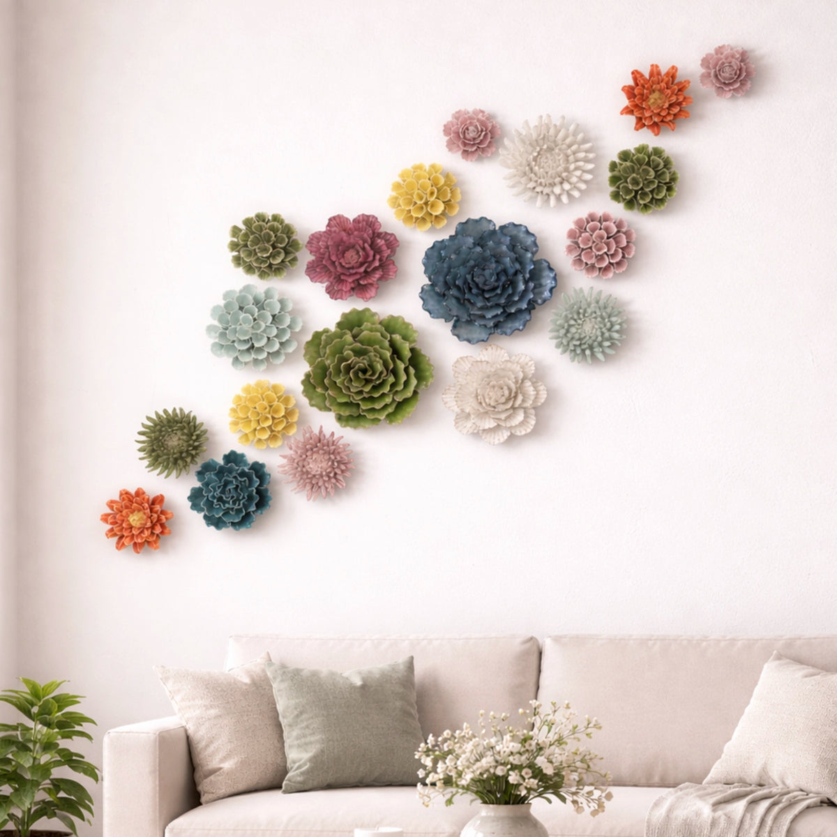 Ceramic Dahlia Flower - Mist 17cm