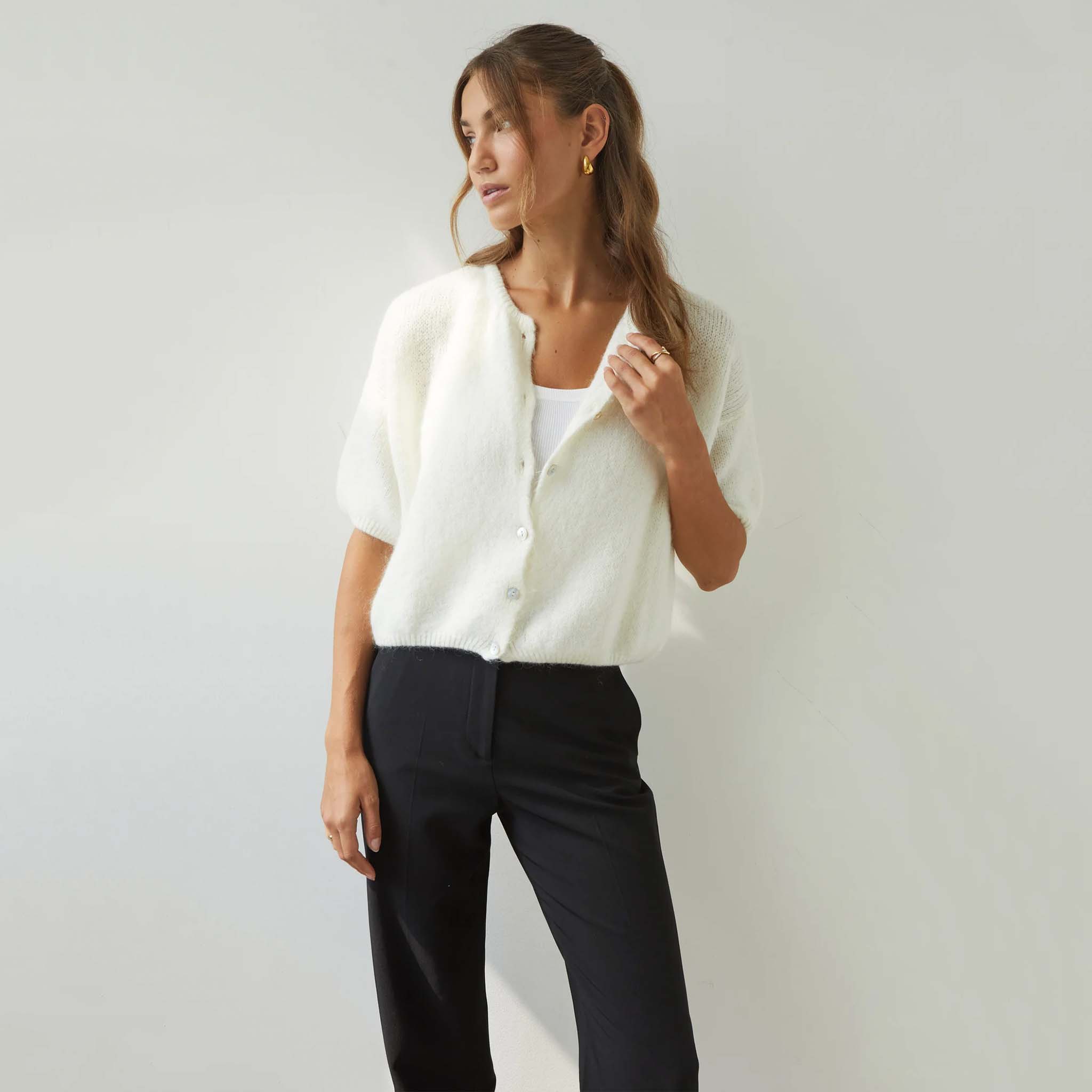 Charli Emme Mohair & Wool Blend Cardigan - Ivory