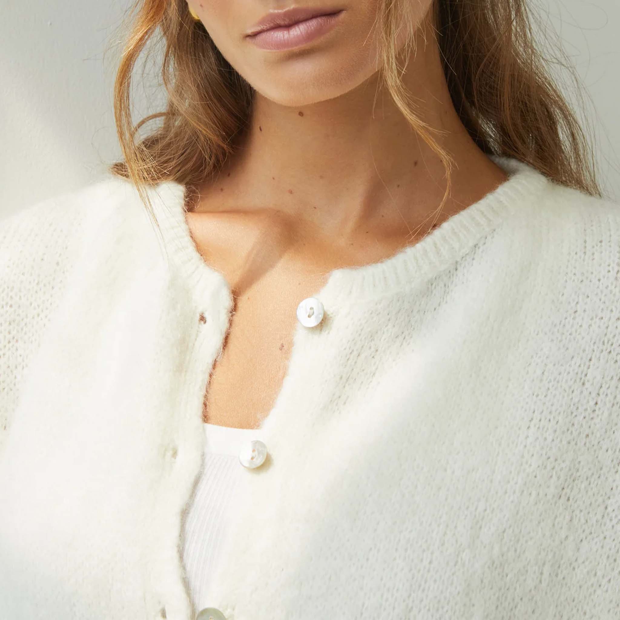 Charli Emme Mohair & Wool Blend Cardigan - Ivory