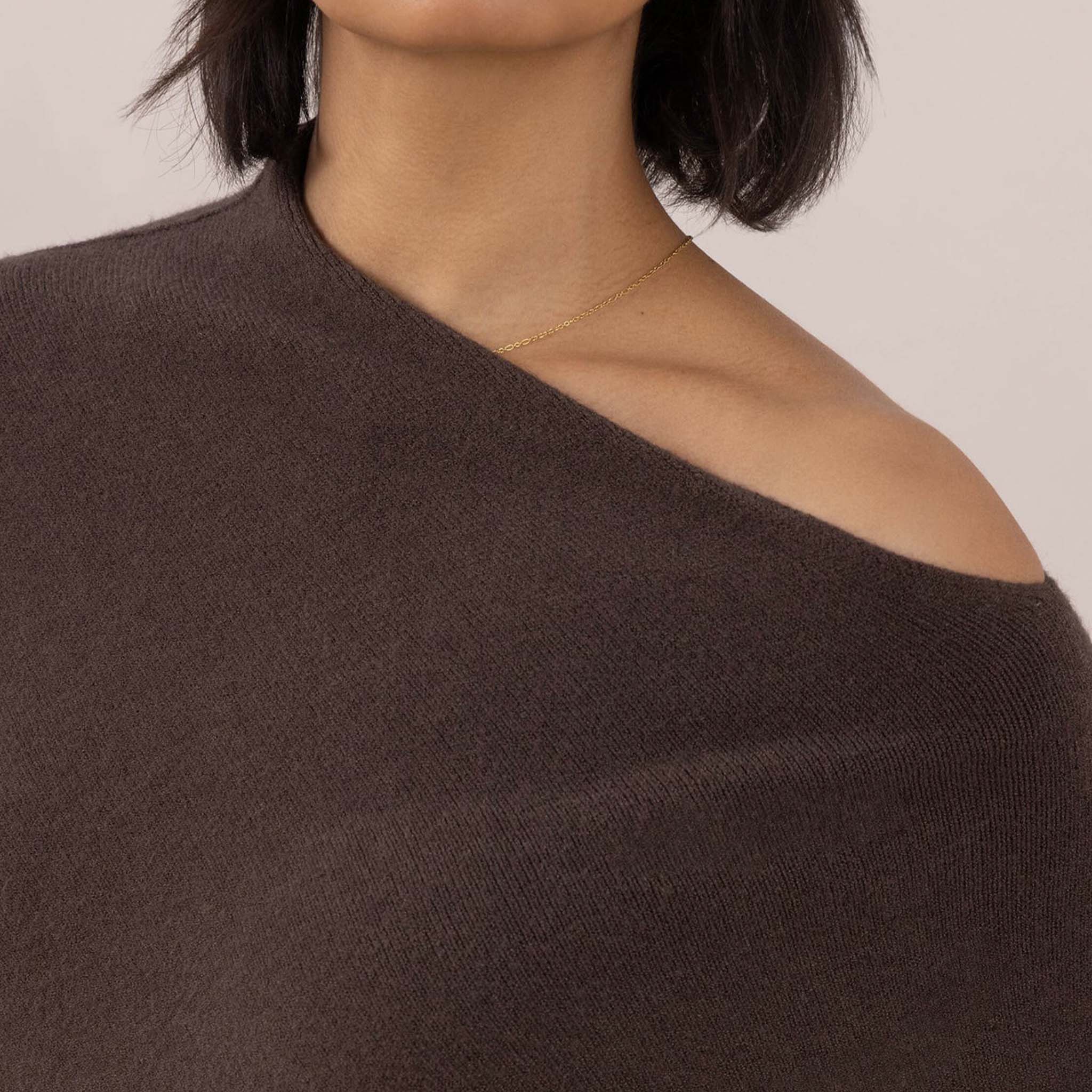 Charli Natalie Asymmetric Sweater - Dark Espresso