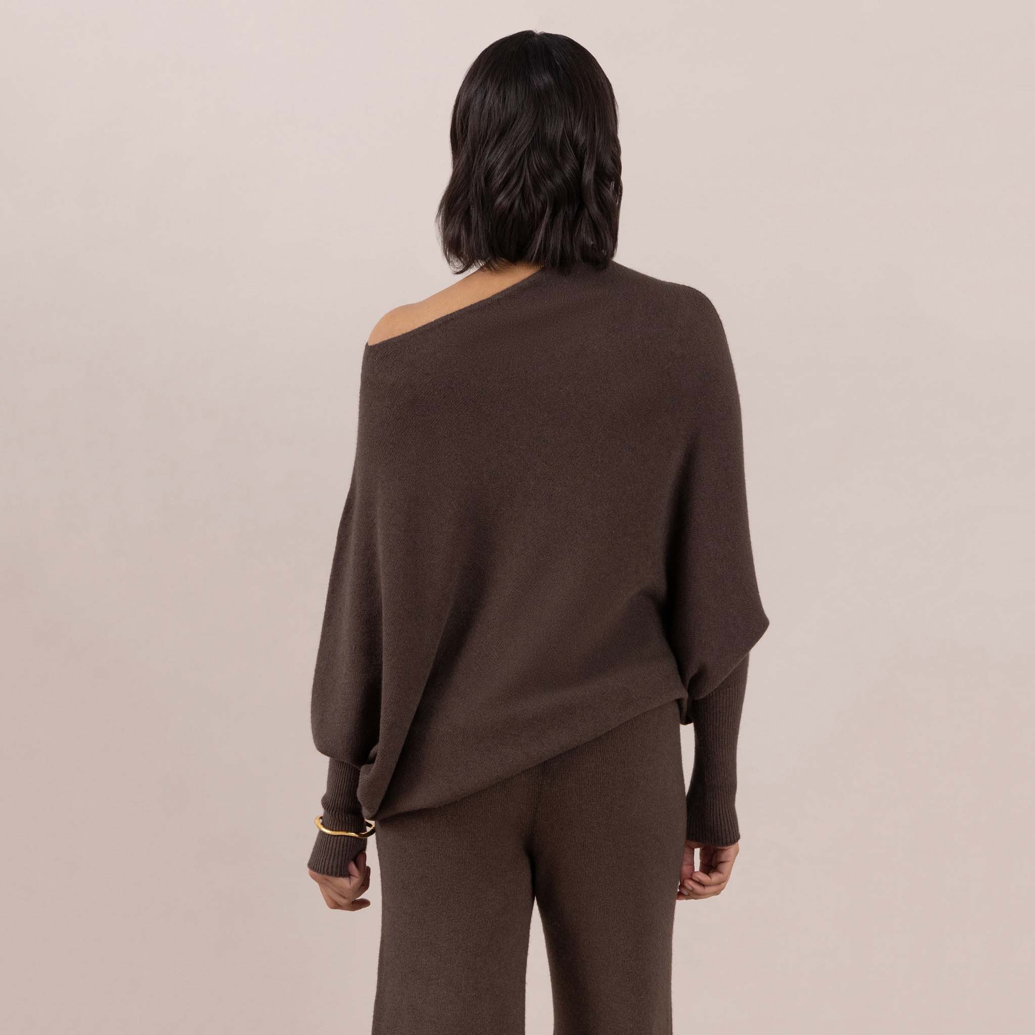 Charli Natalie Asymmetric Sweater - Dark Espresso
