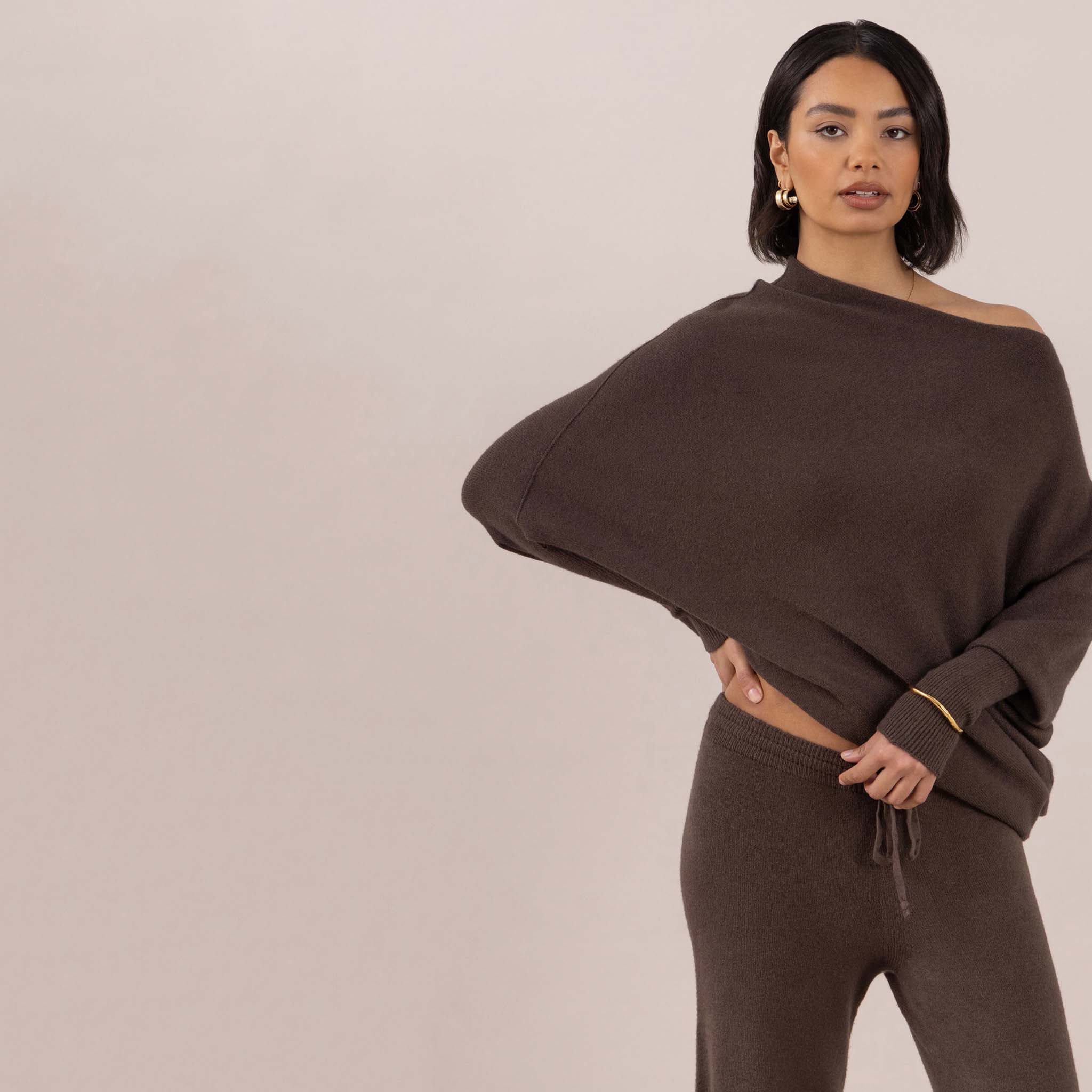 Charli Natalie Asymmetric Sweater - Dark Espresso