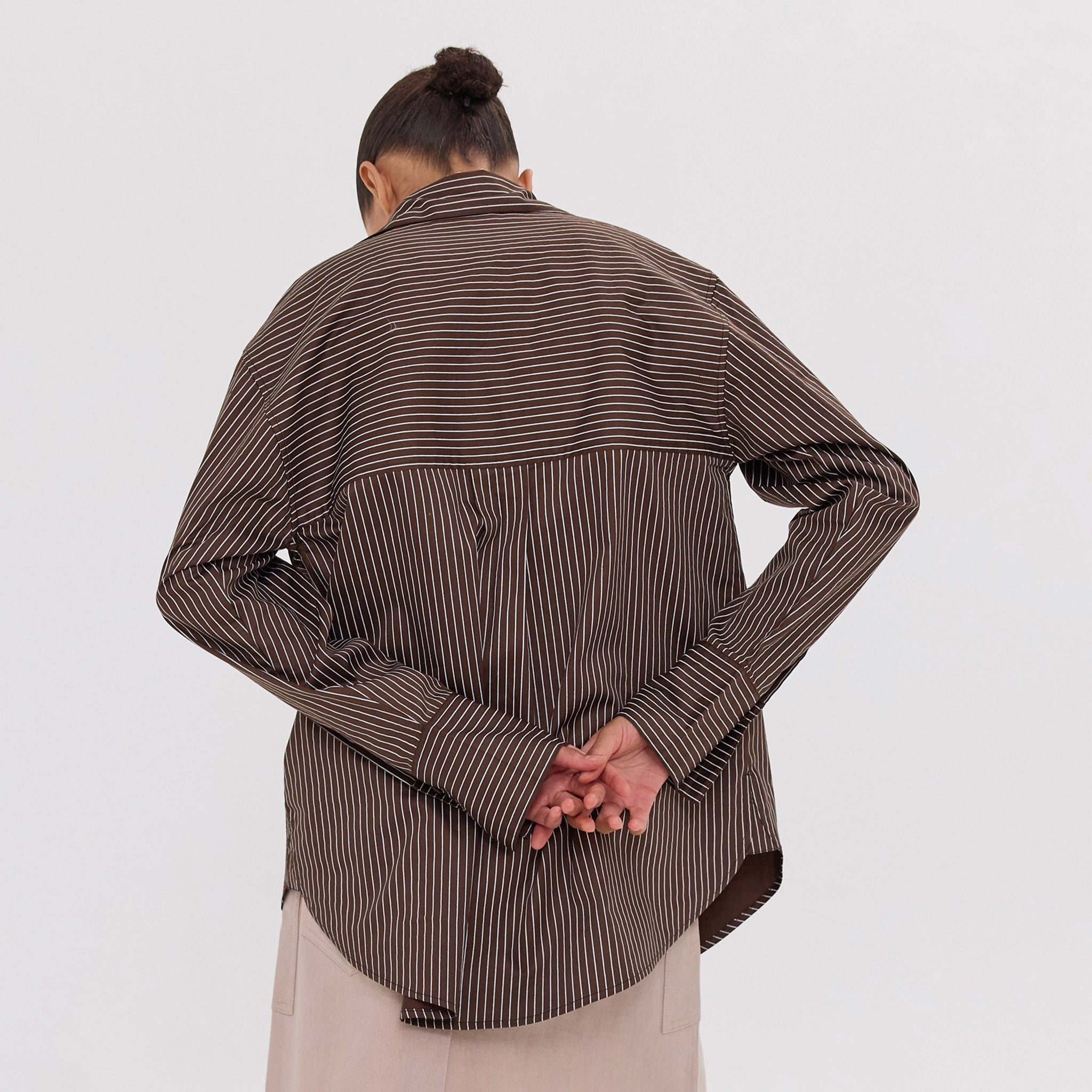 Cloth & Co The Dropped Yolk Shirt - Brazil Nut & White