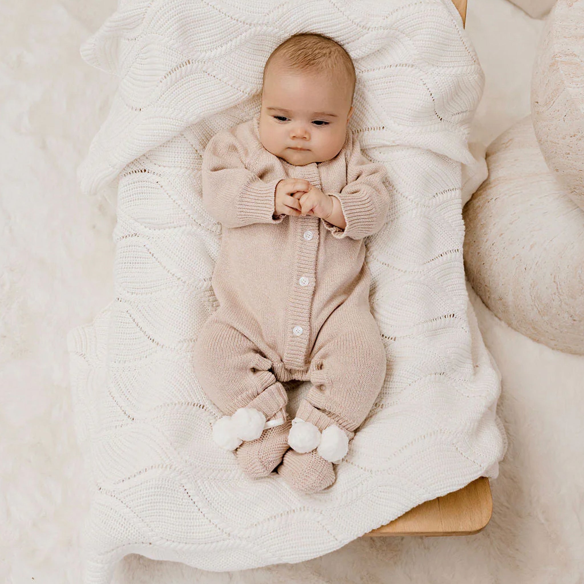 Confetti Kidz Baby Knit Booties - Biscotti Poms