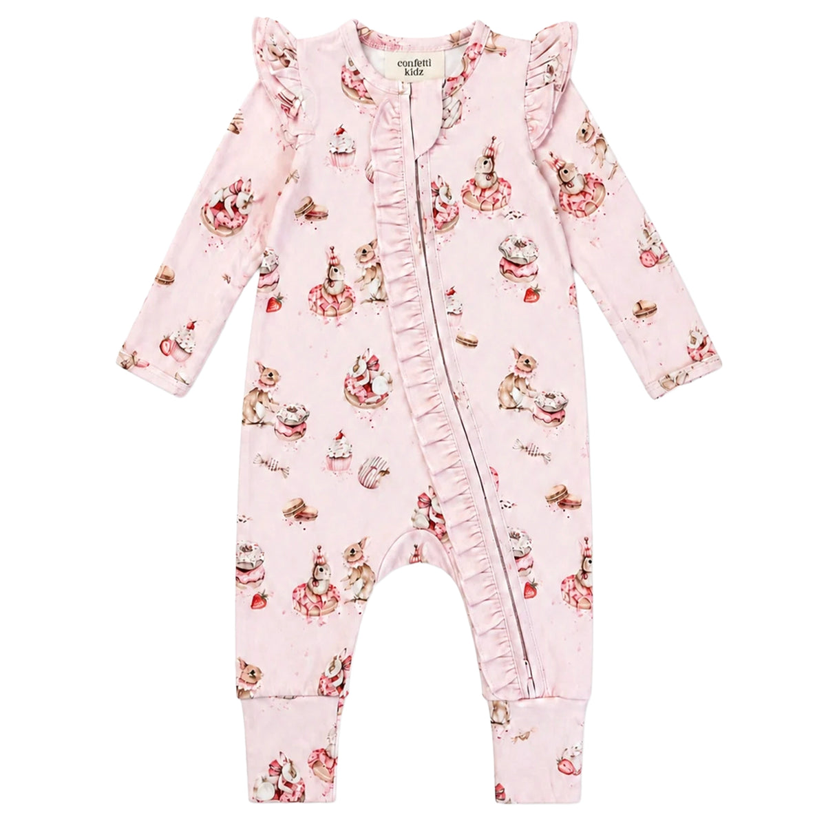 Confetti Kidz Bamboo Zipsuit - Sugar Bunnies