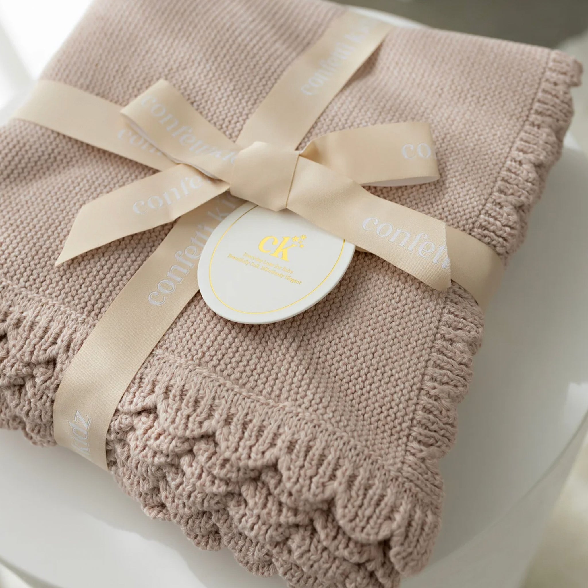 Confetti Kidz Heritage Knit Blanket - Biscotti
