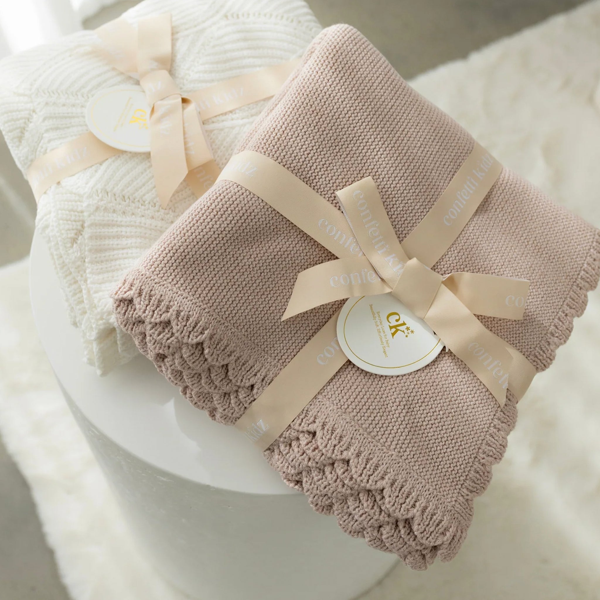 Confetti Kidz Heritage Knit Blanket - Biscotti