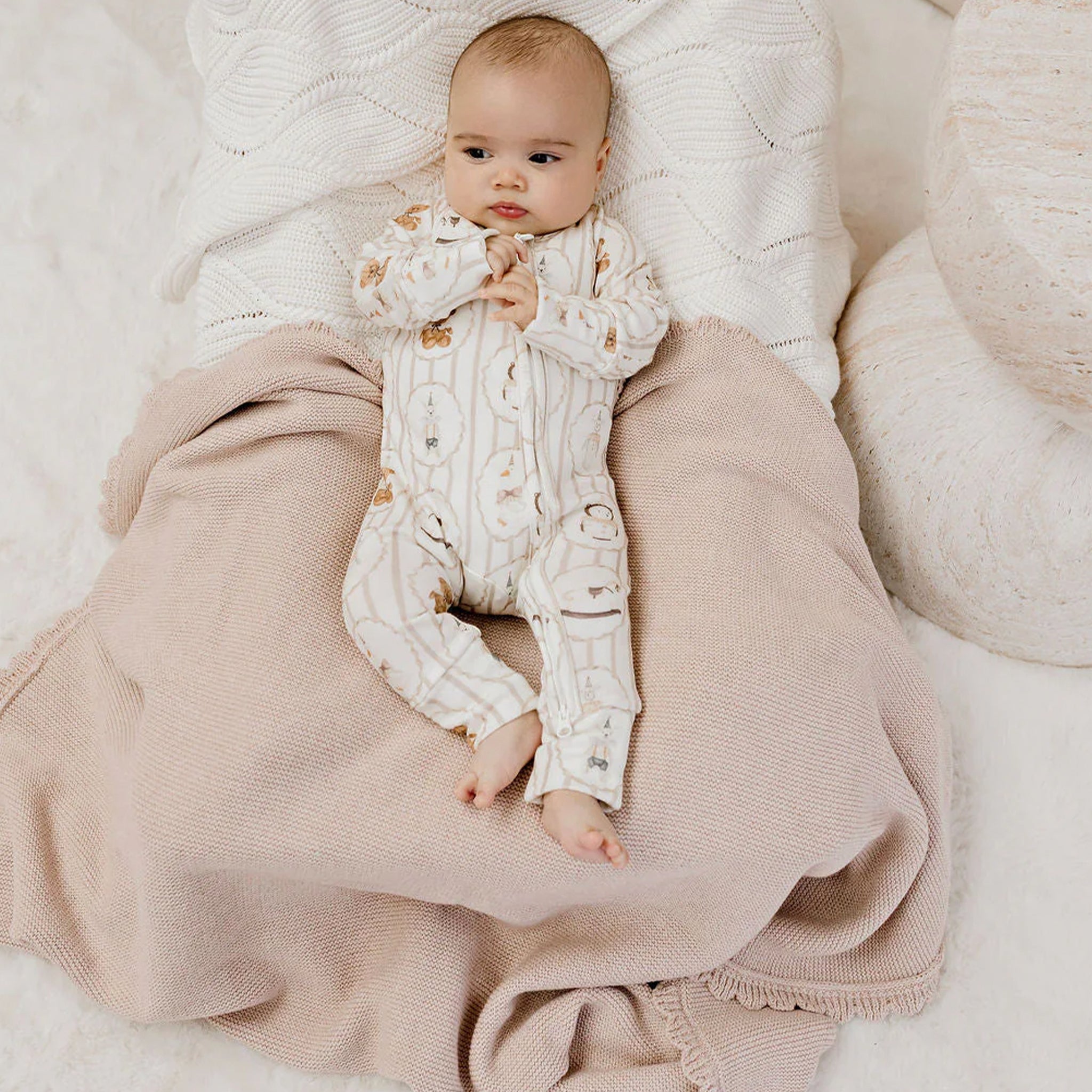 Confetti Kidz Heritage Knit Blanket - Biscotti