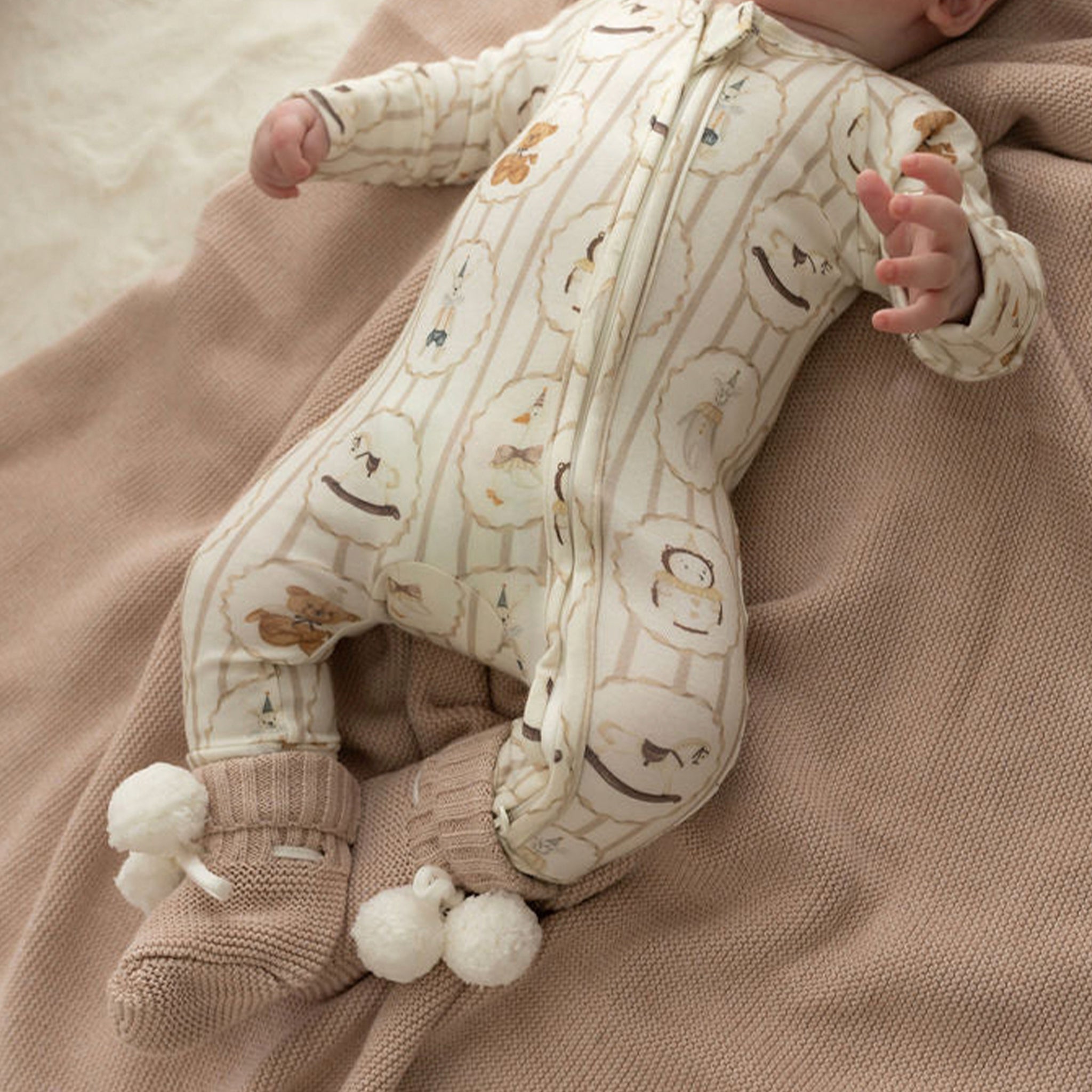 Confetti Kidz Heritage Knit Blanket - Biscotti