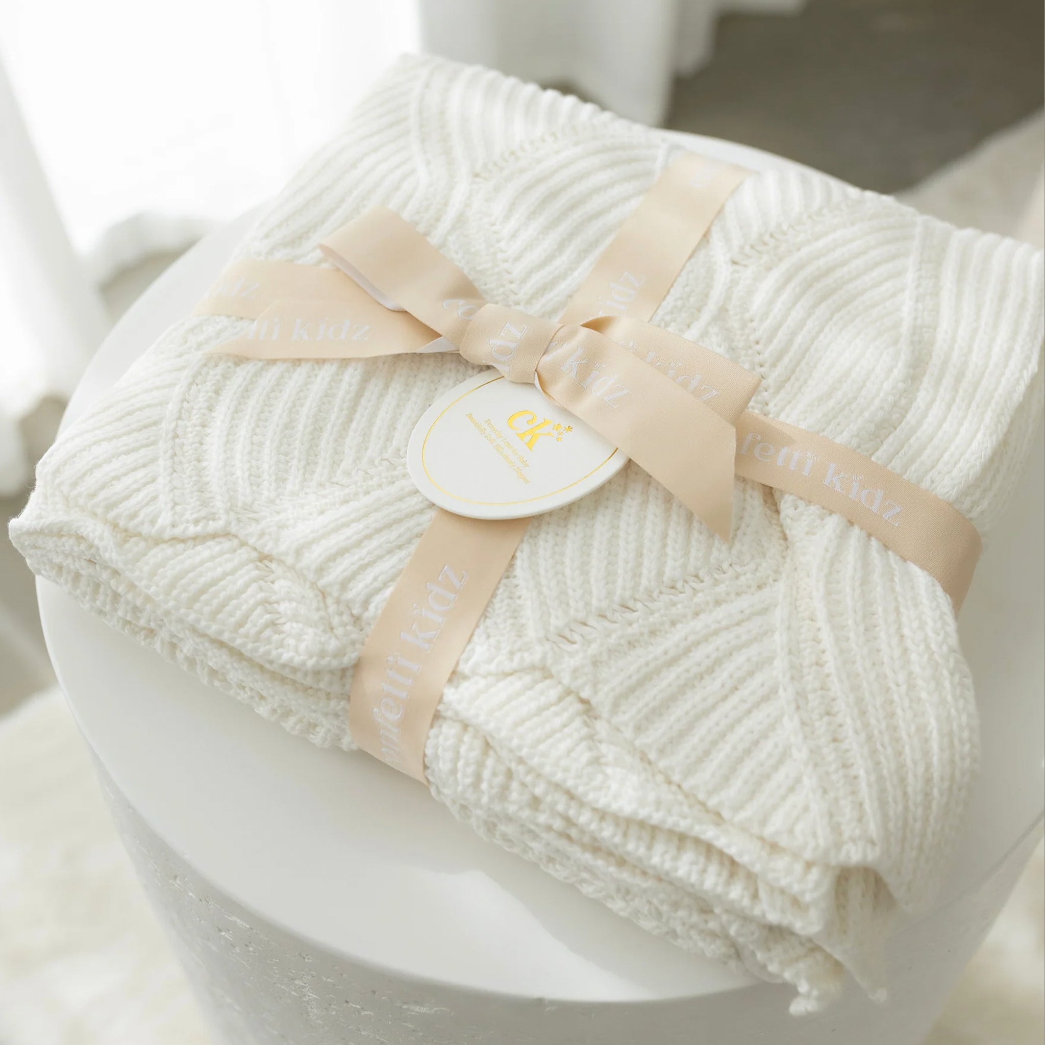 Confetti Kidz Keepsake Knit Blanket - Milk