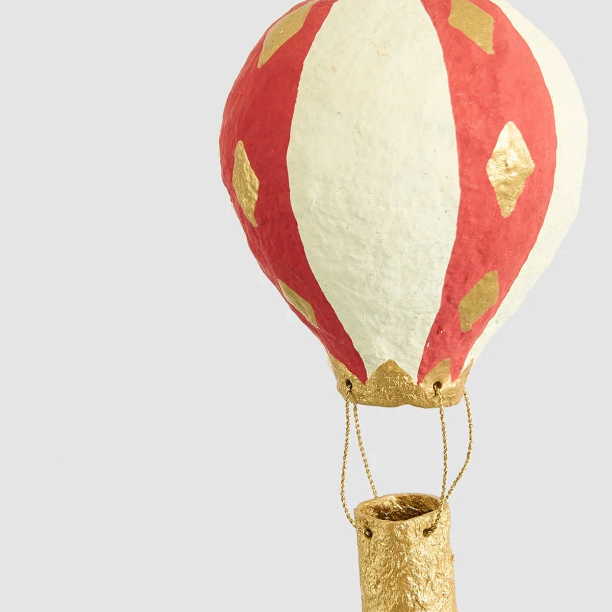 Cotton Mâché Hot Air Balloon Hanging Christmas Decoration - 10cm high Red Stripe