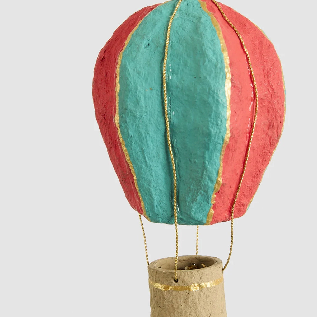 Cotton Mâché Hot Air Balloon Hanging Christmas Decoration - 14cm high Red Multi Stripe