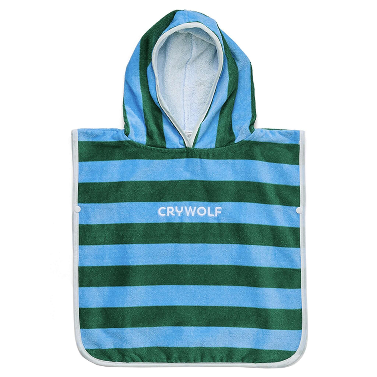 Crywolf Baby Hooded Towel - Deck Stripe with blue and green stripes, perfect for babies after bath or swim.