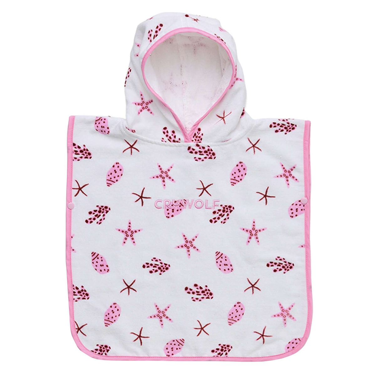 Crywolf Baby Hooded Towel - Little Shell featuring a cute starfish design in pink and white for babies.
