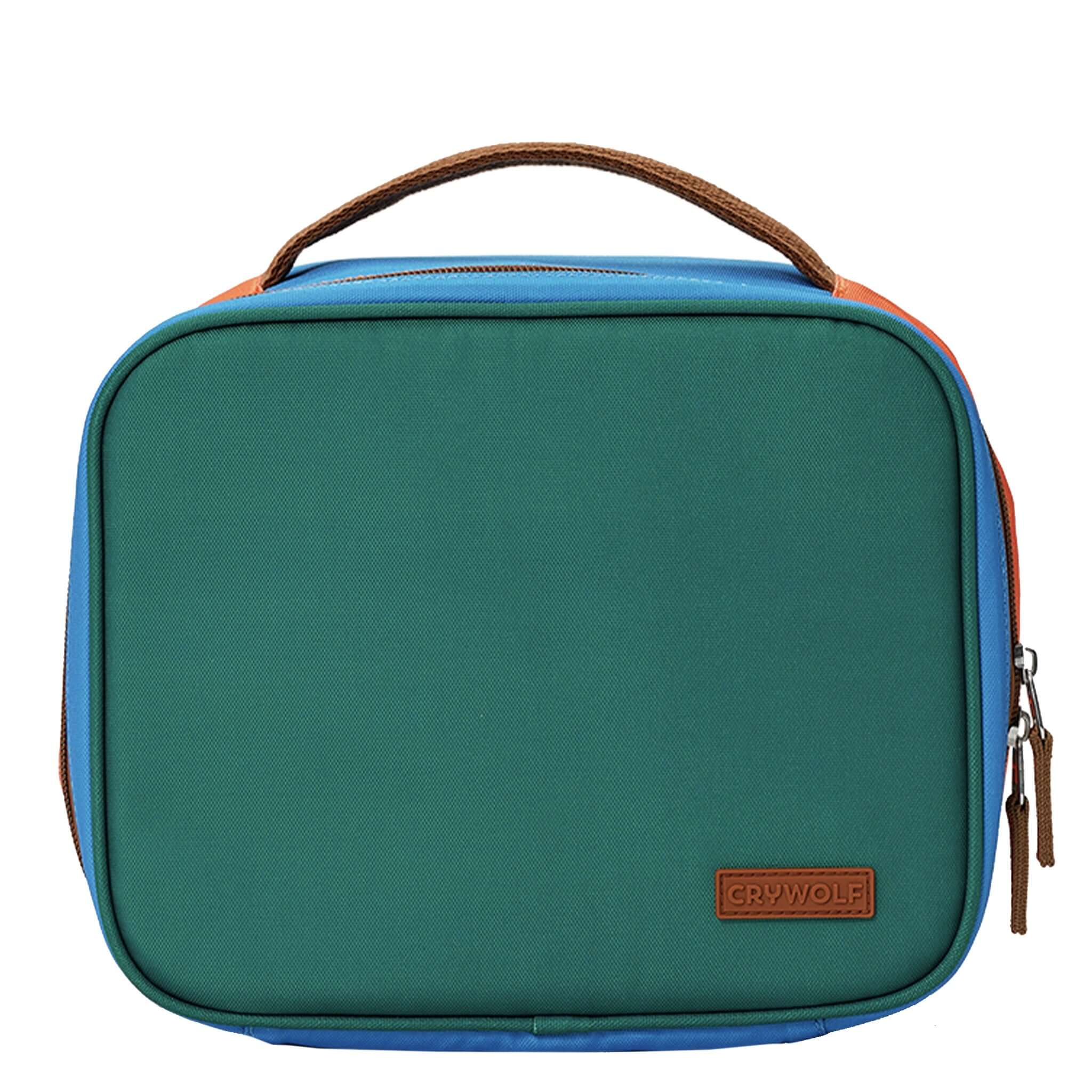 Crywolf Everyday Lunch Bag - Seaside Colourblock front view with green and blue colorblock design