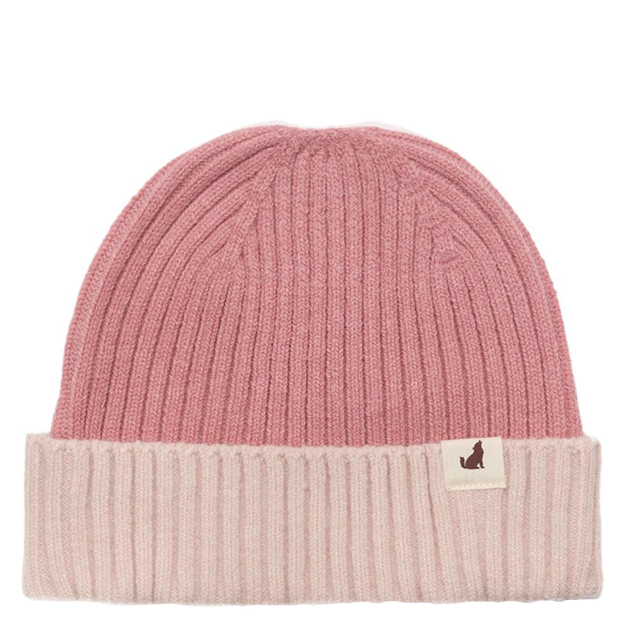 Alt Tag: Crywolf Tasman Beanie - Rose slimline ribbed knit kids beanie, no-pom, soft Polylana® recyclable fibre, helmet-friendly fit