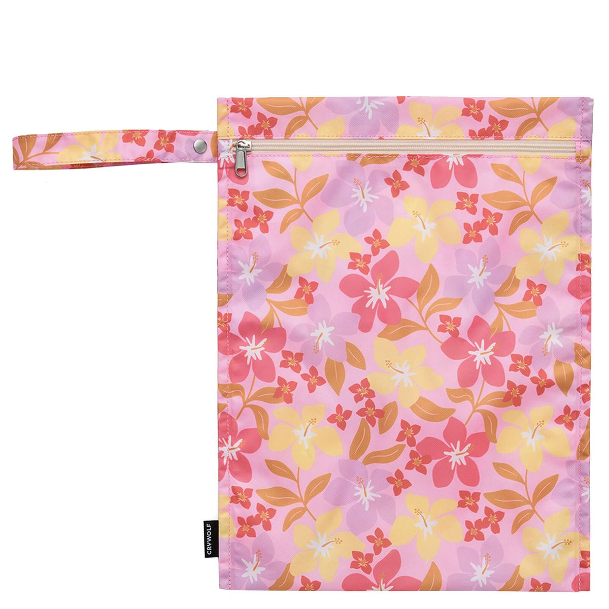 Crywolf Wet Bag - Hibiscus Daze floral pattern, perfect for wet swimwear and messy clothes.