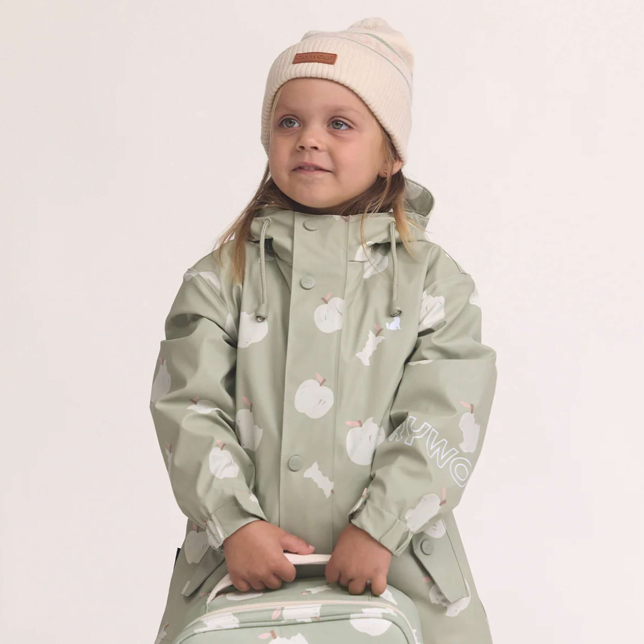 Alt Tag: Crywolf Alpine Beanie - Harvest on child, retro ski-style soft Polylana recyclable knit beanie for cosy winter adventures