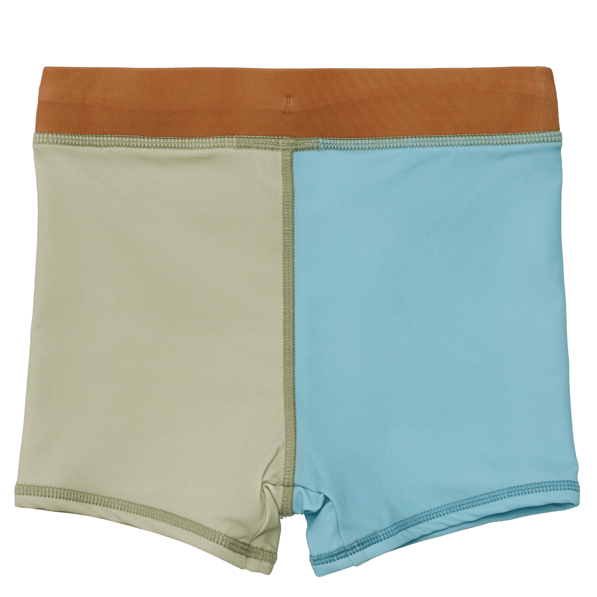 Geometric baby swim shorts in a white background