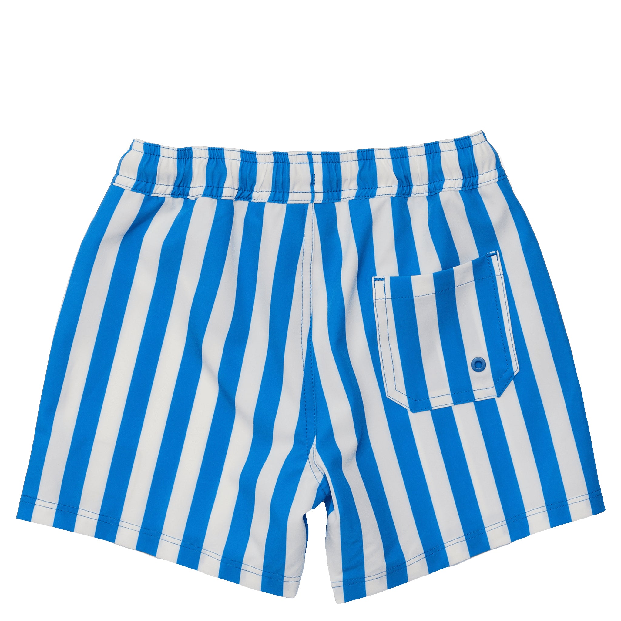 Blue and white striped shorts on a white background