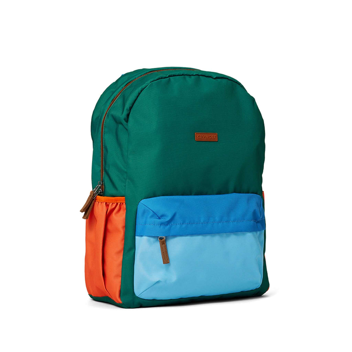 Crywolf Daypack -Seaside Colourblock in vibrant green, orange, and blue colors for everyday adventures.