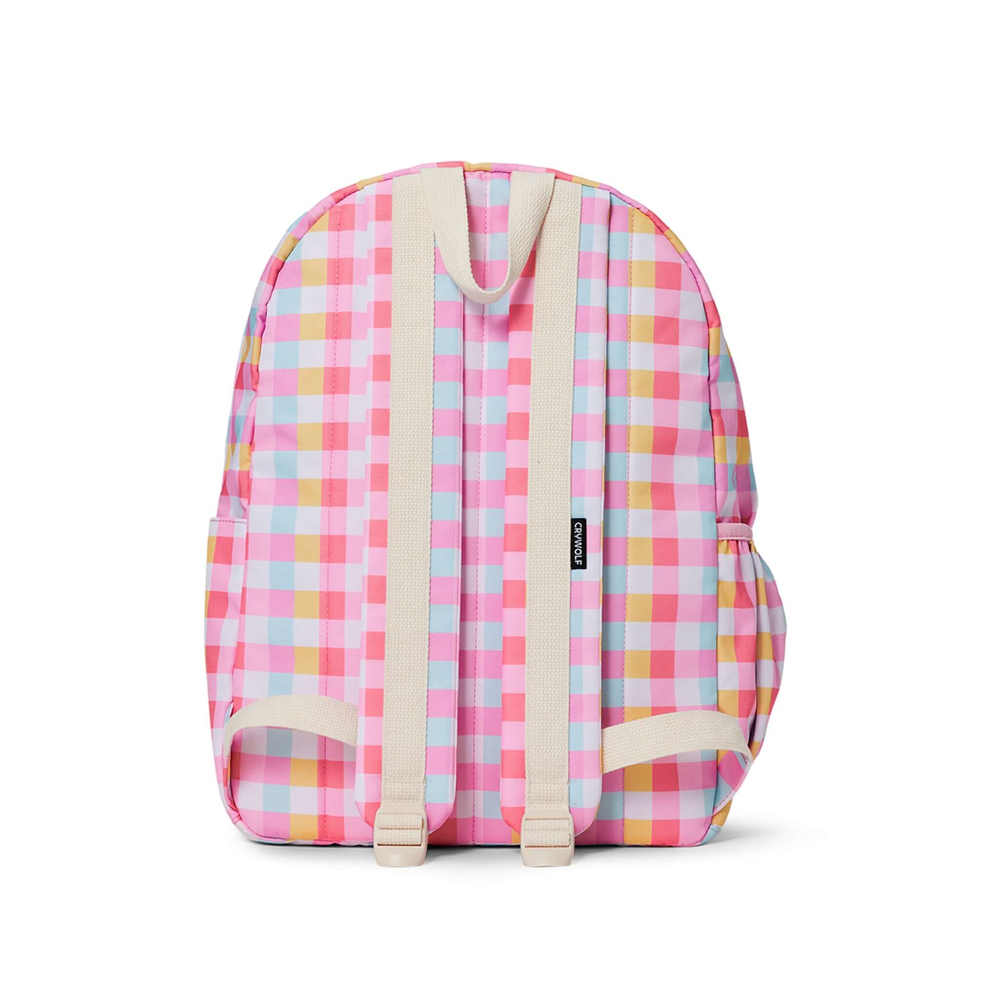 Crywolf Daypack - Pop Gingham, stylish backpack with pastel checkered pattern and padded straps for comfort.